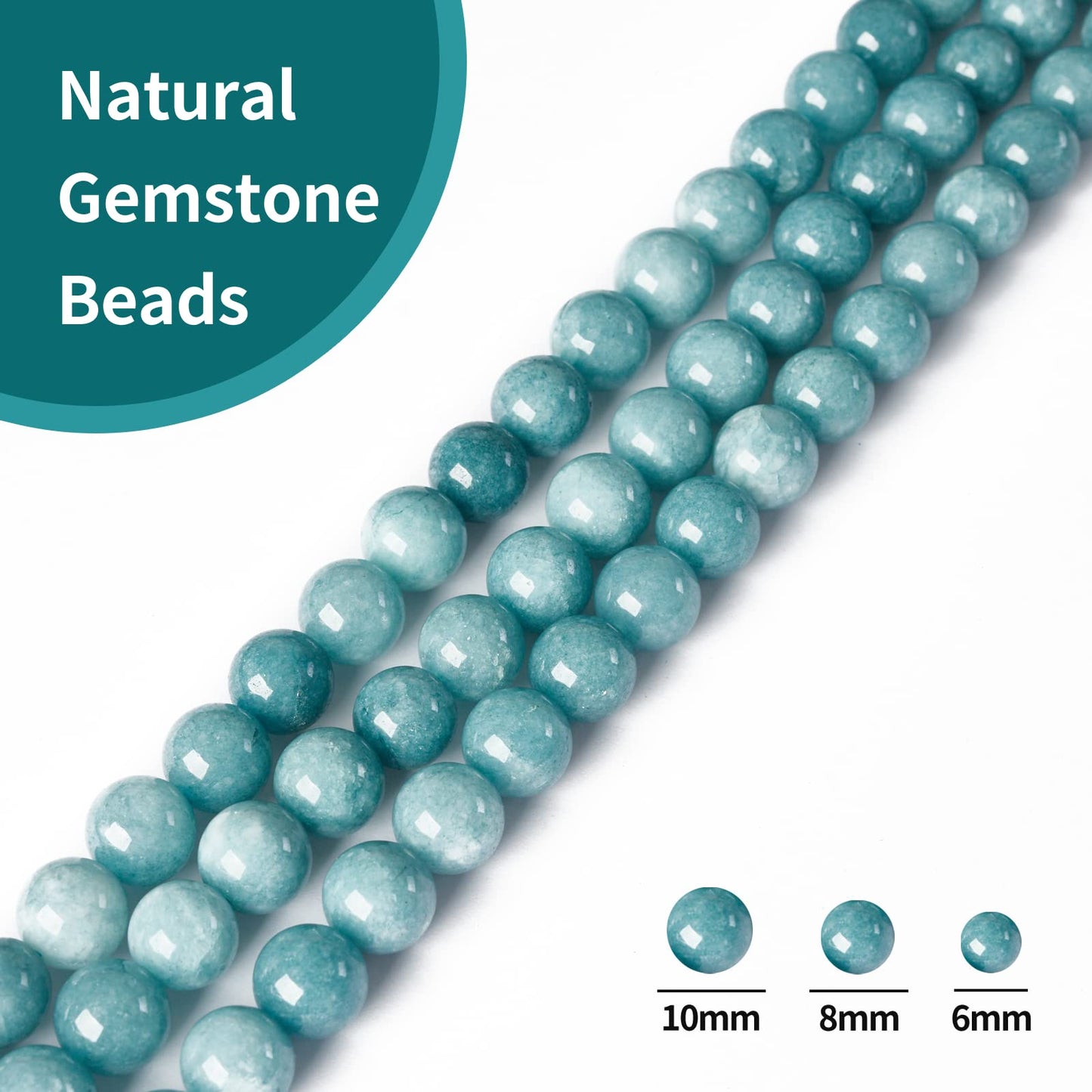 35pcs 10mm Natural Blue Chalcedony Beads Gemstone Beads Round Loose Beads for Jewelry Making