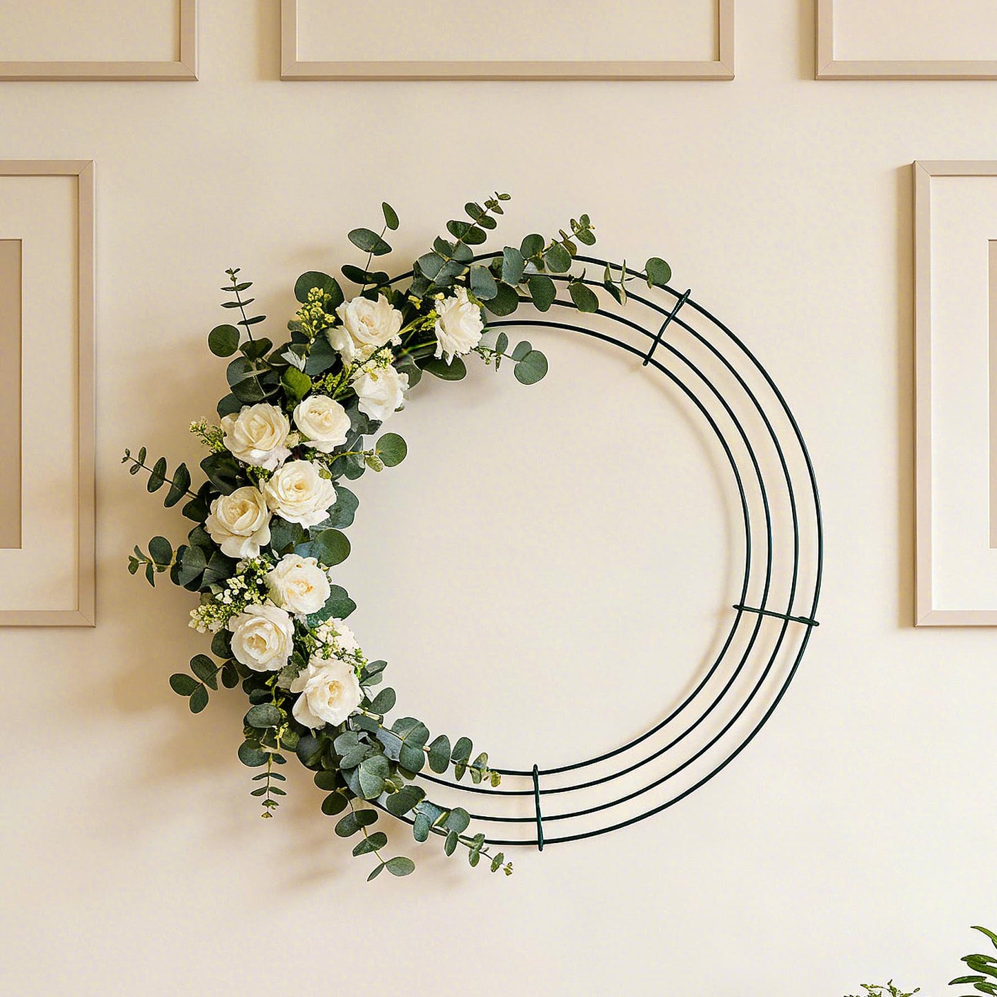 MUKCHAP 20 Pack 10 Inch Round Metal Wreath Frame Ring, Floral Wire Wreath Form for DIY Crafts, Wedding, Party, Green