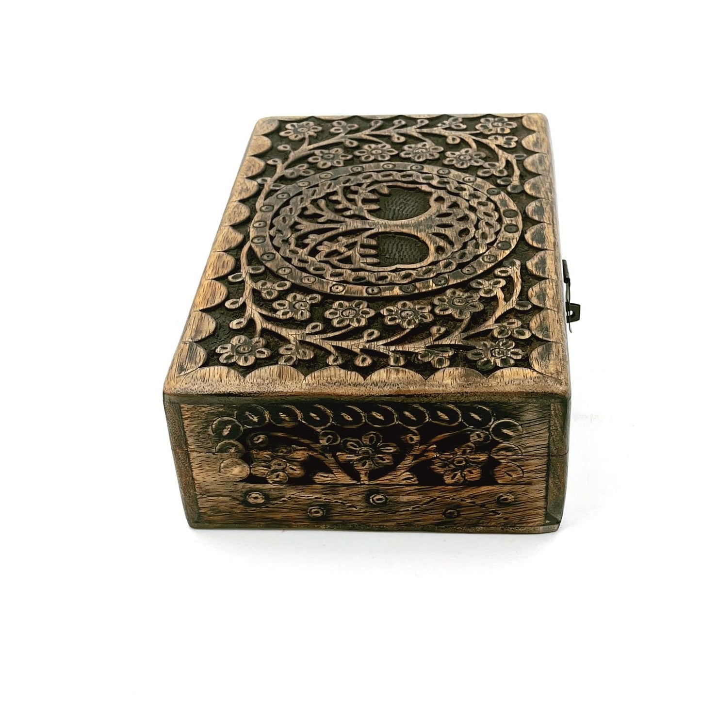 ZYNTIX Wooden Jewelery Box Decorative Box with Life of Tree Carving - Antique Design for Sister Birthday Gifts, Jewelry Organizer Gifts For Women Birthday Unique, wooden Handmade love Gift (Black)