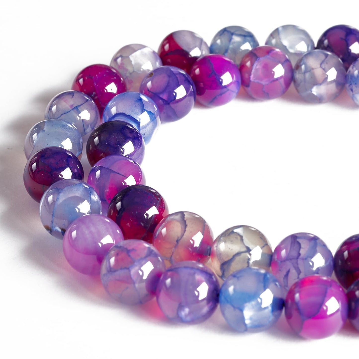 100pcs 8mm Purple Dragon Vein Agate Beads Natural Gemstone Beads Round Loose Beads for Jewelry Making