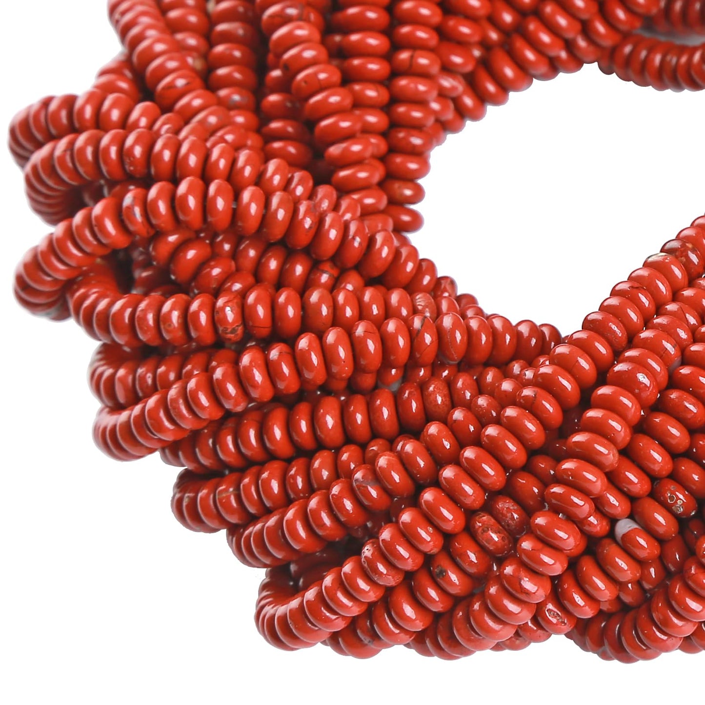 150PCS 2x4mm Natural Chinese Red Jasper Rondelle Beads Abacus Disk Stone Beads Round Loose Spacer Gemstone Beads for DIY Bracelet Necklace Jewelry Making