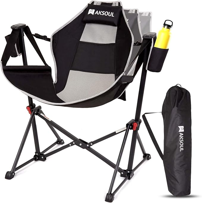 AKSOUL Hammock Camping Chair Swinging: Foldable & Portable Swing Chairs with Storage Bag - 265lbs Adult Weight Capacity - Folding Rocking for Lawn Camp Stargazer Outdoor