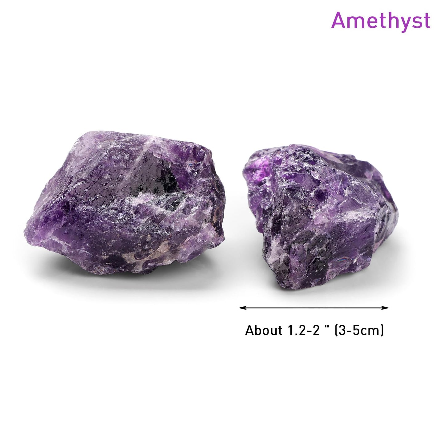 GolbalJew Amethyst Natural Raw Crystals 2PCS Healing Crystal Stones 1.2-2.0” Reiki Healing Gemstones for Meditation Chakra Balance Home Decor
