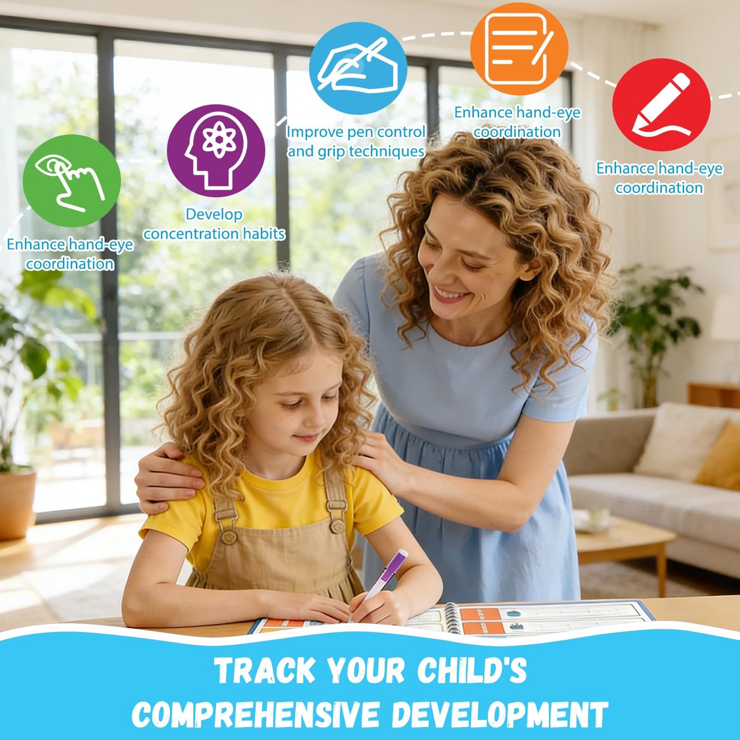 Magic Grooved Writing Practice for Kids Ages 3-8, Handwriting Practice for Kids 8 Books, Preschool Tracing Books, Reusable Grooved Writing Books with Disappearing Ink, Gifts for 3 Year Old Boy
