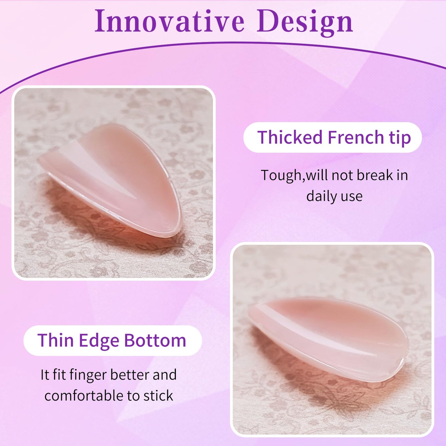 Lifextol 240pc French Tip Press on Nails Medium Fake Nails with Glue and Adhesive Tab, False Acrylic Nails Press on Nails Almond Nail Tips Artificial Glue on Nails Press ons Fingernail Stick on Nails