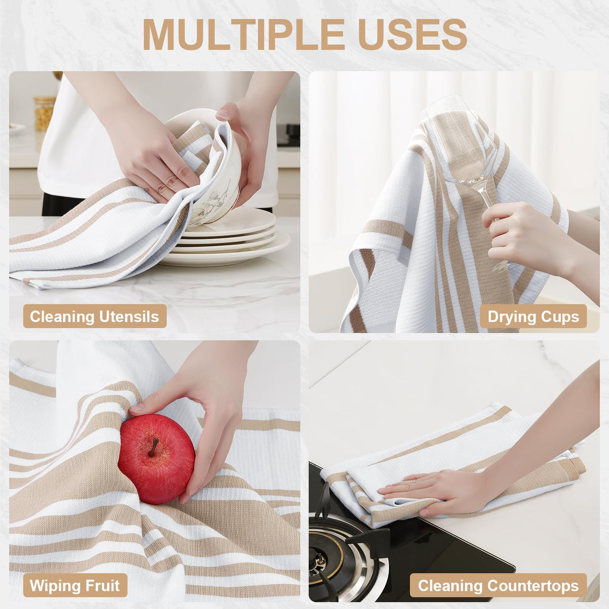 Premium Cotton Stripe Kitchen Towels 3 Pack (3 Count)