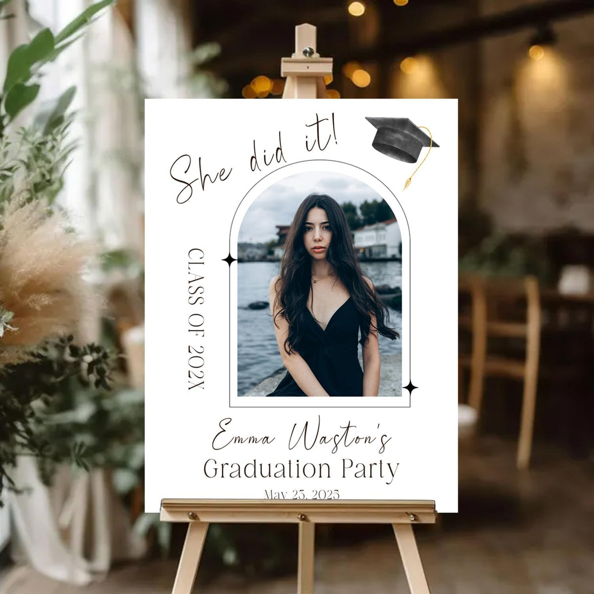 Personalized 2025 Graduation Party Welcome Sign, Minimalist Grads Decor, Class of 2025 Graduation Party Poster, Custom Graduation Party Sign, Congrats Grad Decorations Design 7