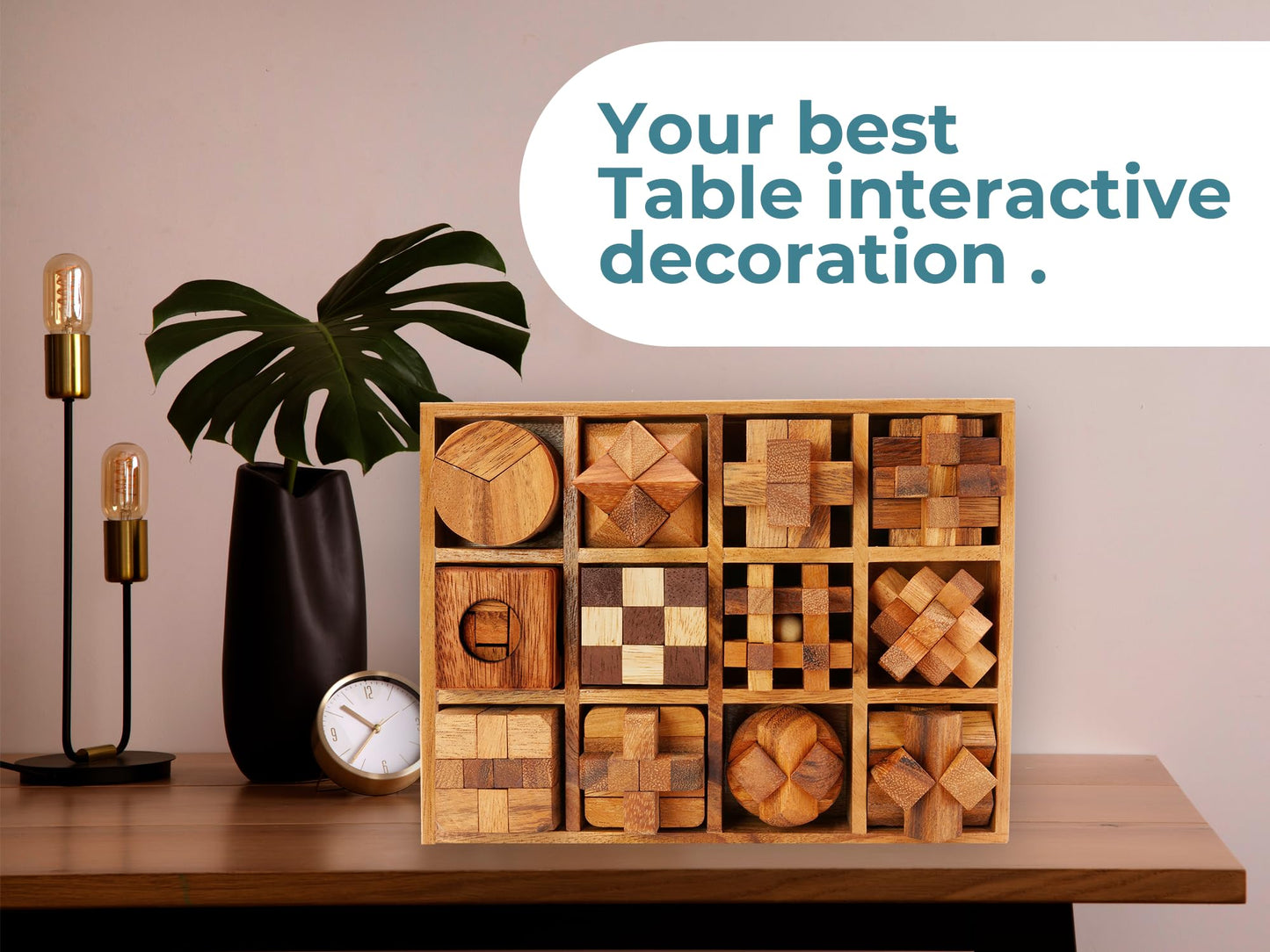 BSIRI Wooden Puzzle Box Set (12 Games) - Challenging Brain Teasers and 3D Puzzles for Adults, Interlocking Games Ideal for Patio Decor and Unique Gift for Chistmas