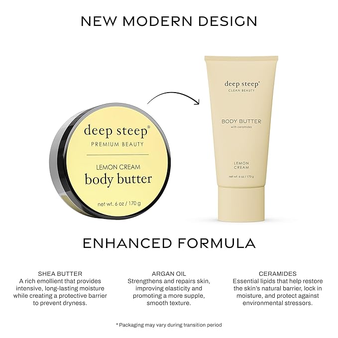 Deep Steep Body Butter with Ceramides for Intense Moisture 6oz (6 Ounces (Pack of 1), Lemon Cream)