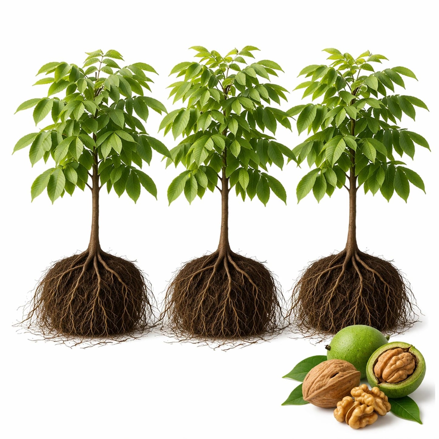 3 White Walnut Trees Live Plants – Butternut (Juglans cinerea) Seedlings – Hardy Native Nut Trees for Outdoor Planting, Backyard Orchard & Edible Landscape – Fast Growing Shade Trees (3 Pack)