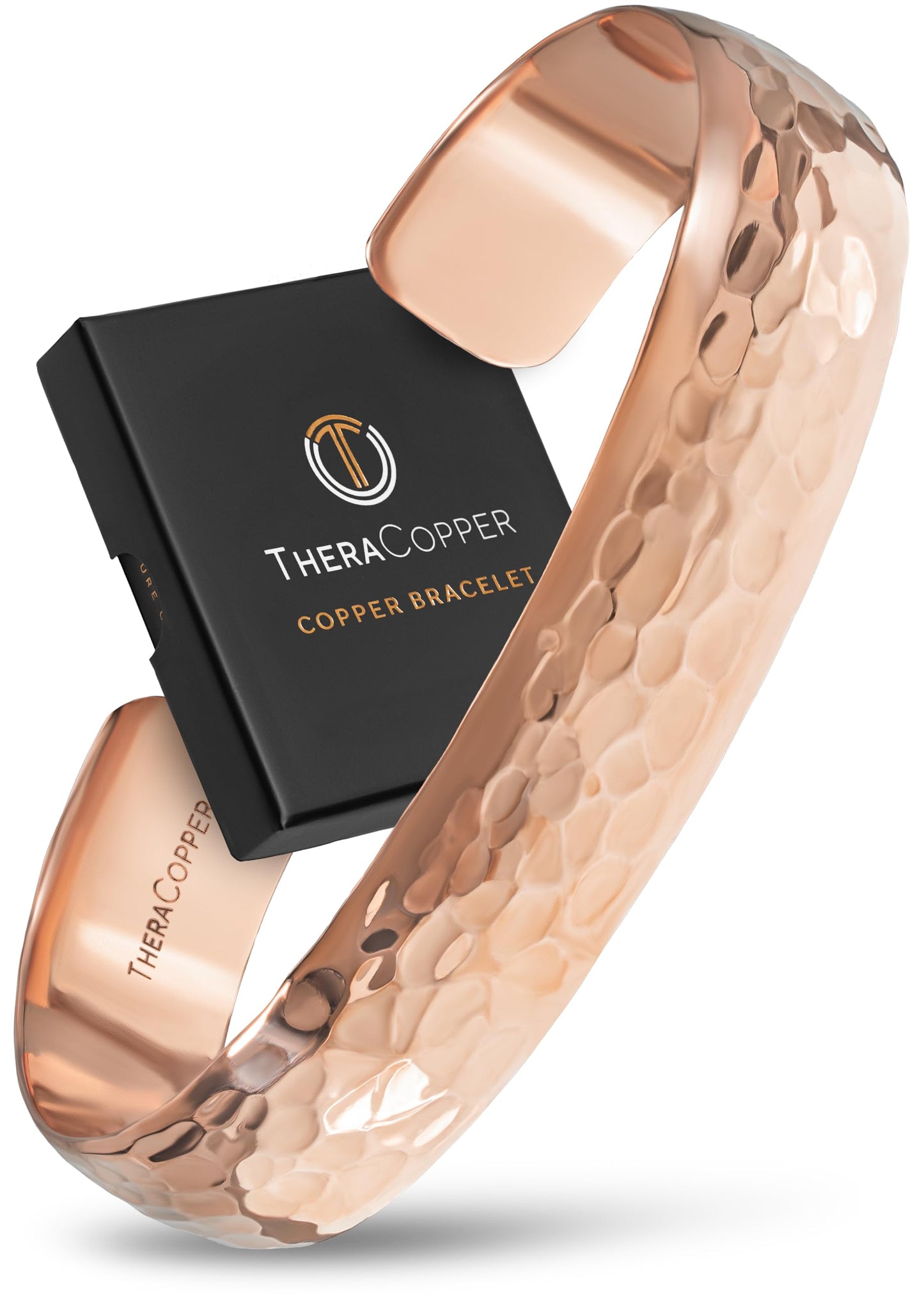TheraCopper Copper Bracelet for Men & Women — 100% Pure Copper Bracelets — Raw, Solid & Uncoated Authentic Handmade Tibetan Bracelet Cuff Bangles (Hammered)