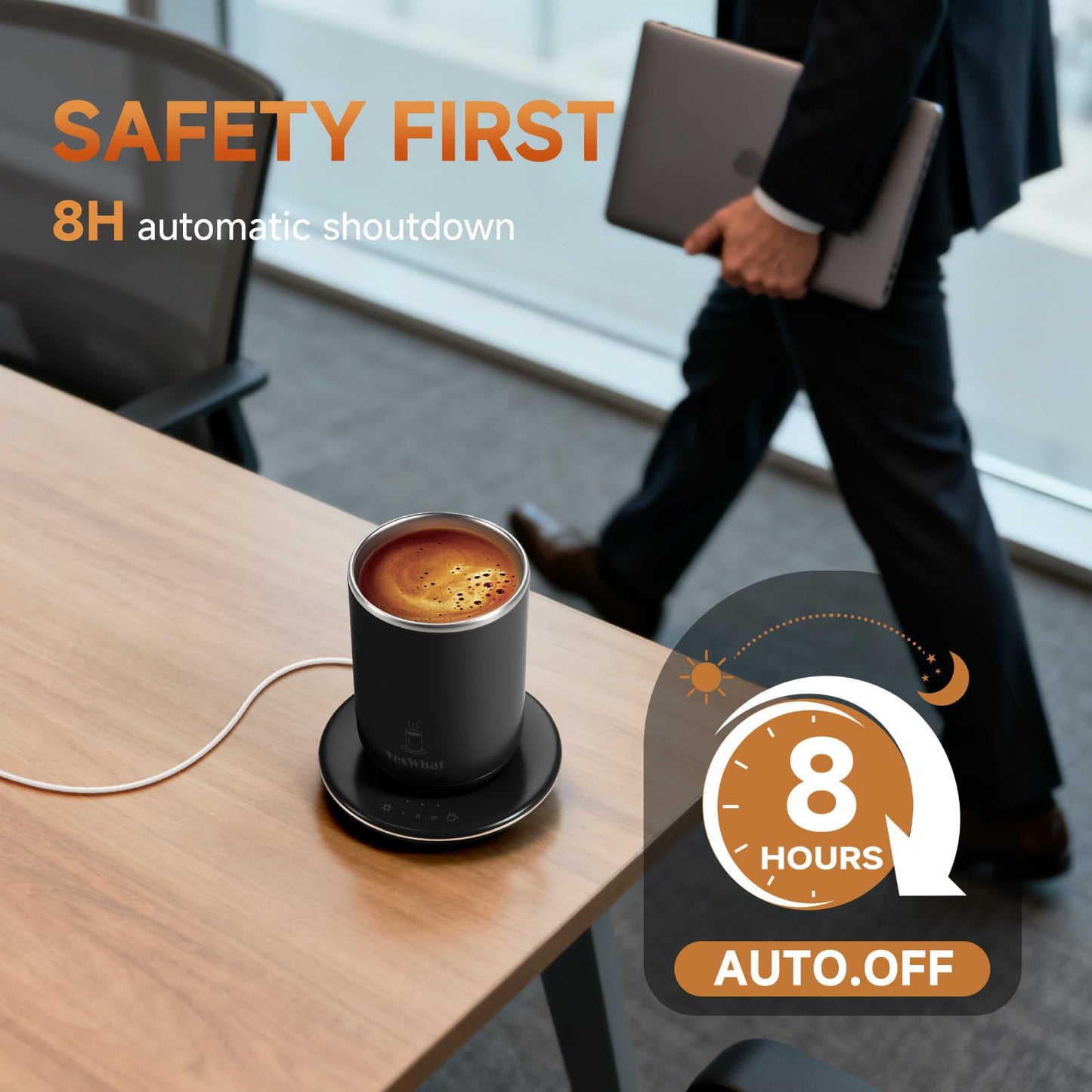 Self Stirring Coffee Mug, Self Heating Coffee Mug 10 oz, Heated Coffee Mug with Smart Temperature Control, Electric Coffee Cup with Heating Base, Auto Shut Off Warming Mug for Mom