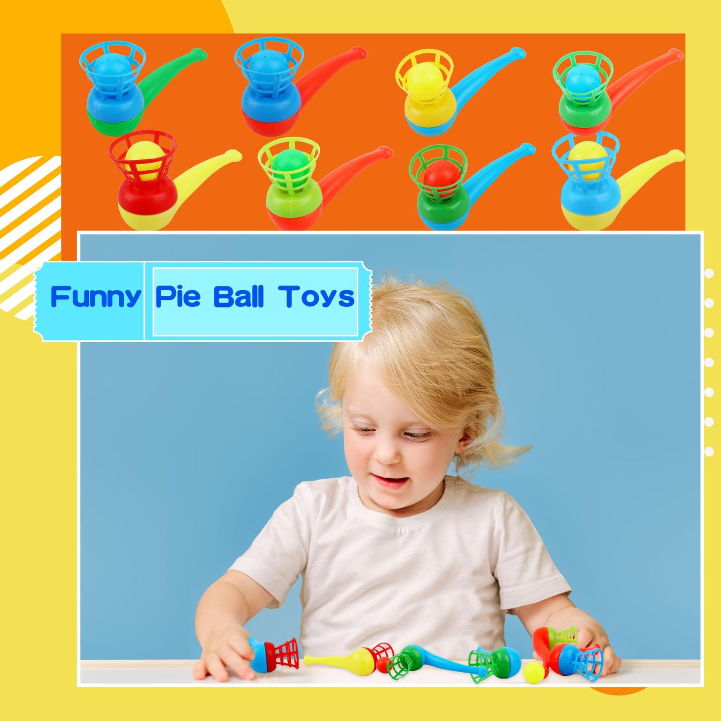 Octaday 40 Pcs Floating Blow Pipe Balls Random Color Ball Blowing Toy Balance Blowing Toys for Kids Party Supplies