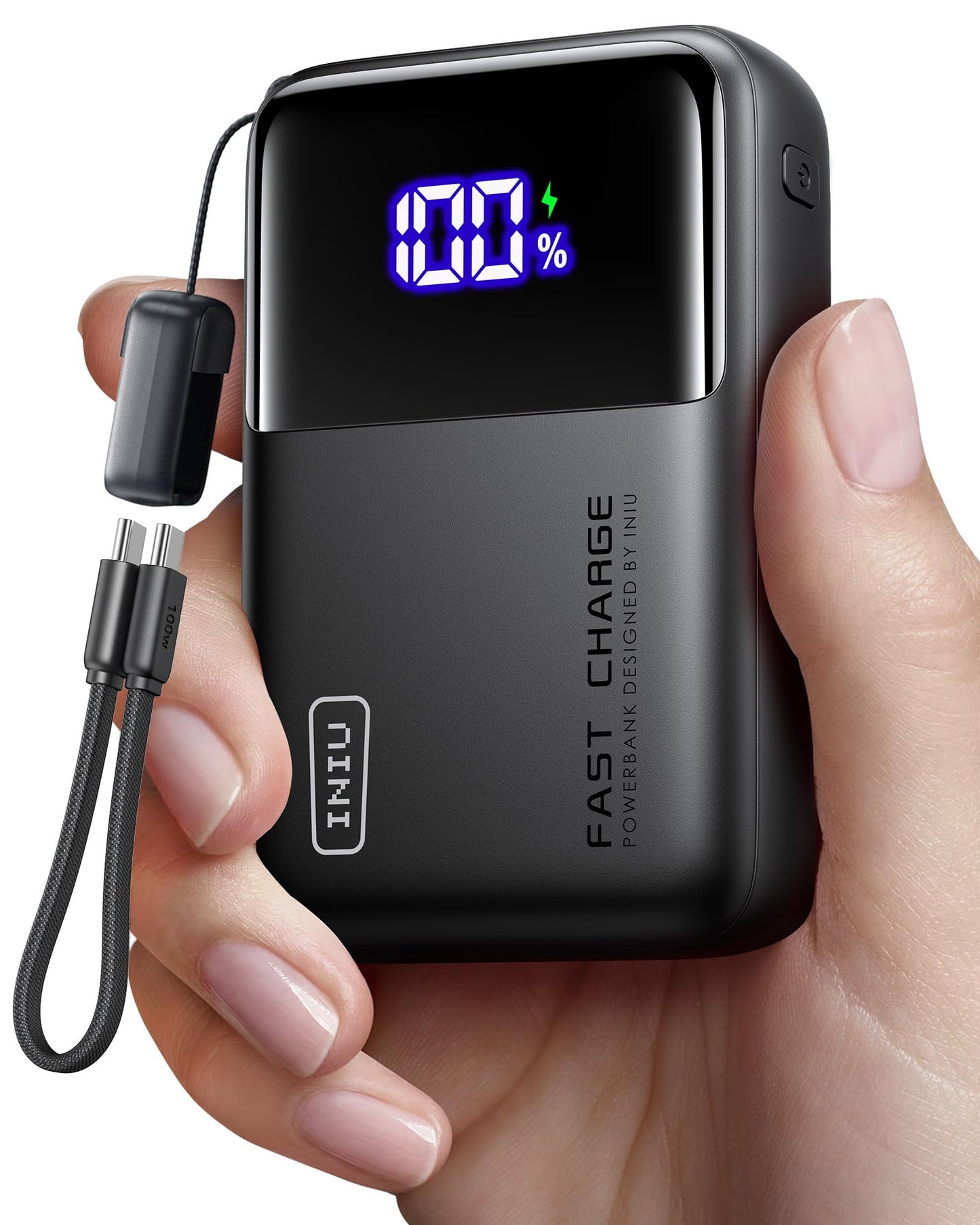 INIU 20000mAh Laptop Power Bank, Ultra Compact 65W PD Dual Fast Charging Portable Charger, Flight-Safe Battery Pack with USB C Cable for Travel MacBook iPad Tablet Switch iPhone 17 16 Pro Samsung S25
