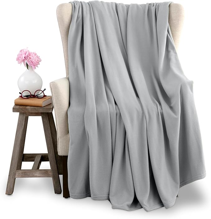 Vellux Twin Size Microfleece Blanket | Fleece Bed Blanket | All-Season Comfort | Supersoft Lightweight | Plush Throw Blanket for Bed Couch or Sofa | Pet-Friendly | Light Grey