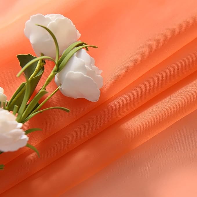 SpaceDresser Basic Rod Pocket Sheer Voile Window Curtain Panels Jaffa Orange 1 Pair 2 Panels 52 Width 90 Inch Long for Kitchen Bedroom Children Living Room Yard(Jaffa Orange,52 W x 90 L)