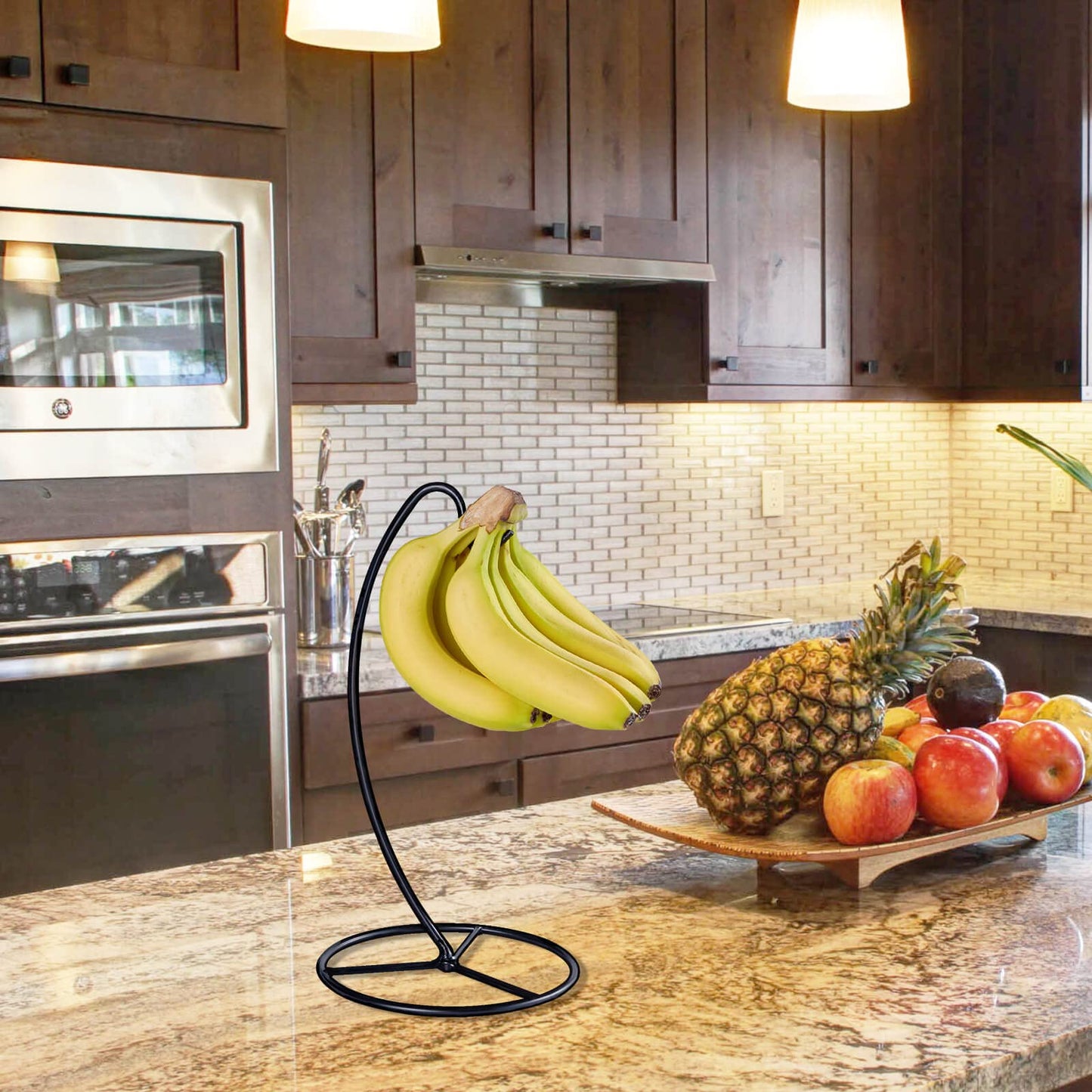 EGMEHOAD Banana Holder Stand, Banana Hanger Stand Black, Metal Bananas Tree Hanger to Keep Bananas Fresh for 15LB