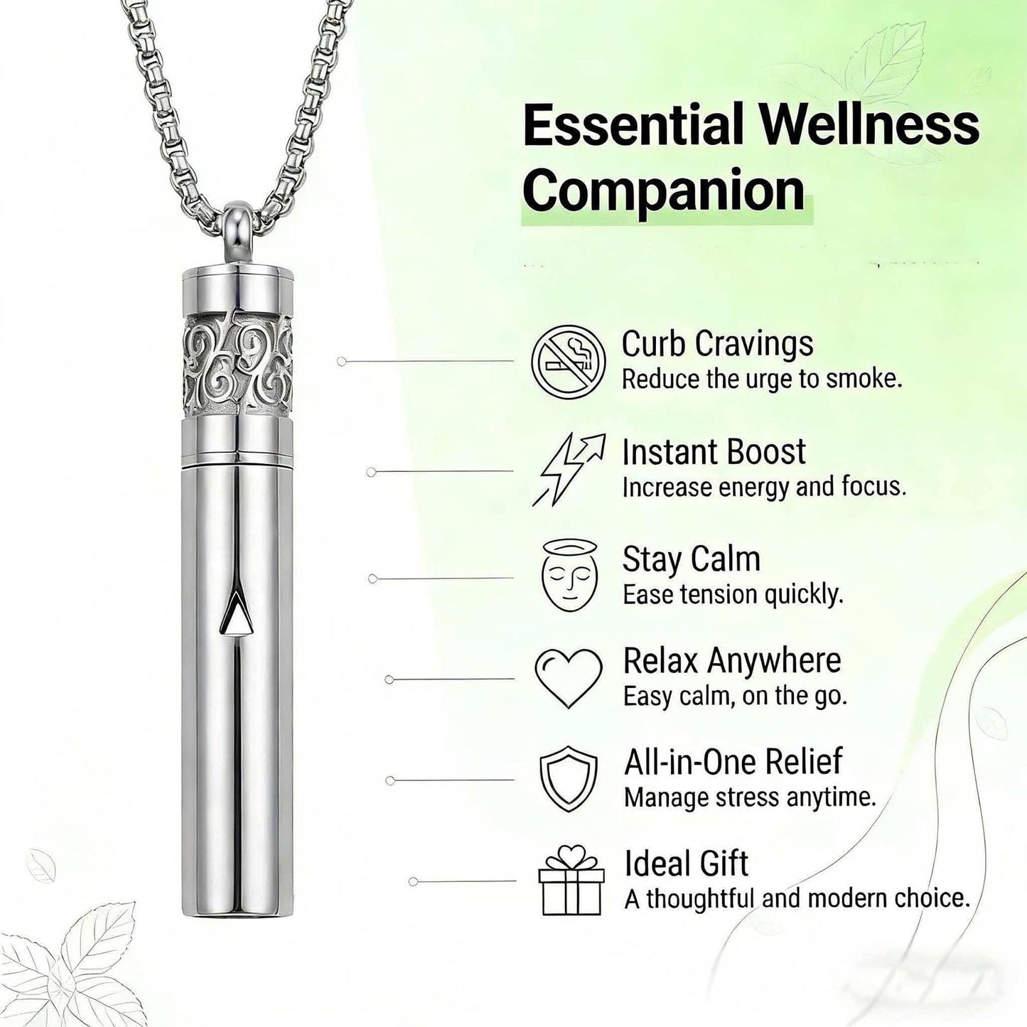 phaxud Stainless Steel Mindfulness Breathing Necklace for Anxiety Original Upgrades Multifunctional Breathlink with Essential Oil Diffuser Multifunctional Jewelry (H)