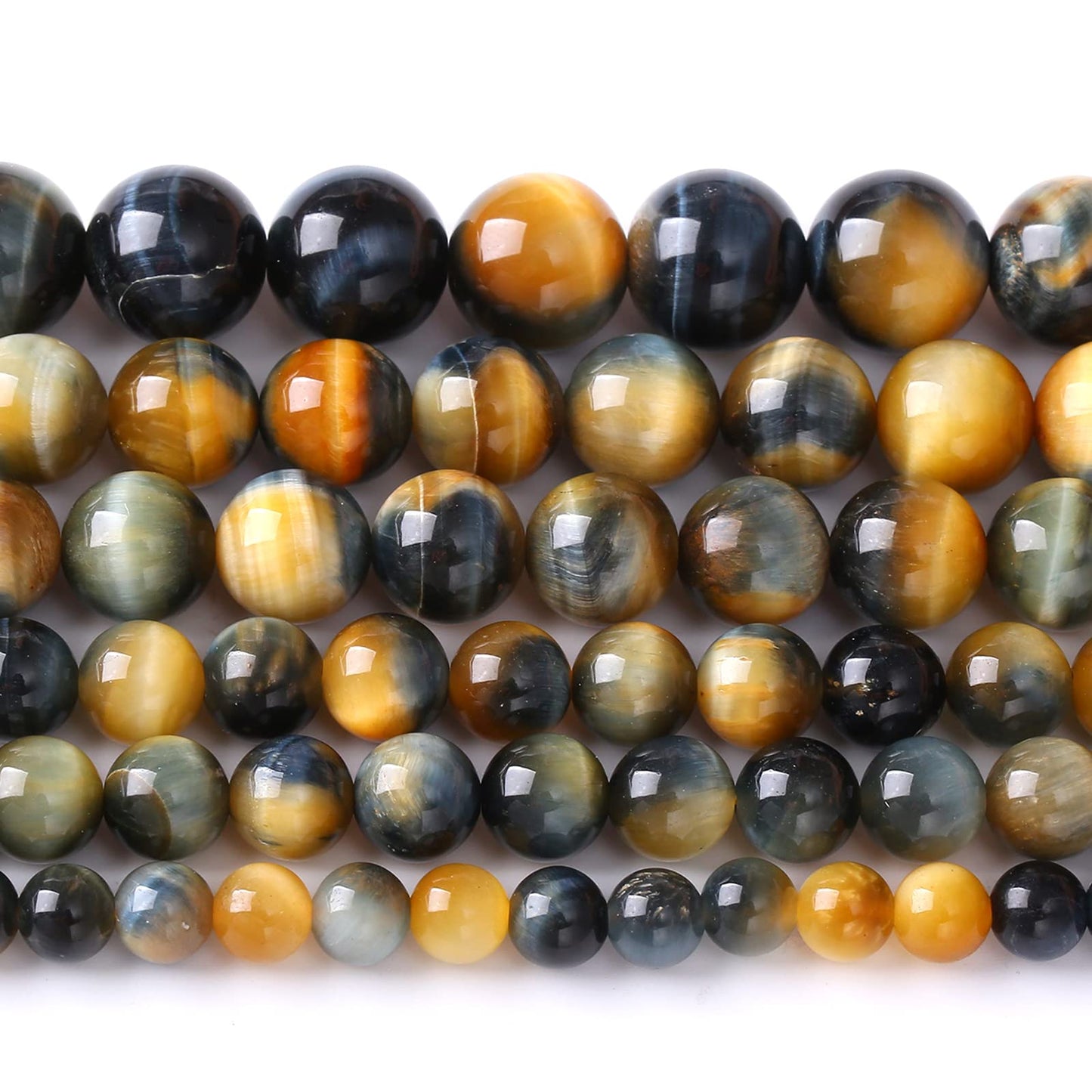 AAAAA Tiger Eye Beads for Jewelry Making - 6mm, 60pcs Natural Stone Semi-Precious Round Smooth Gemstones Loose Spacer Beads