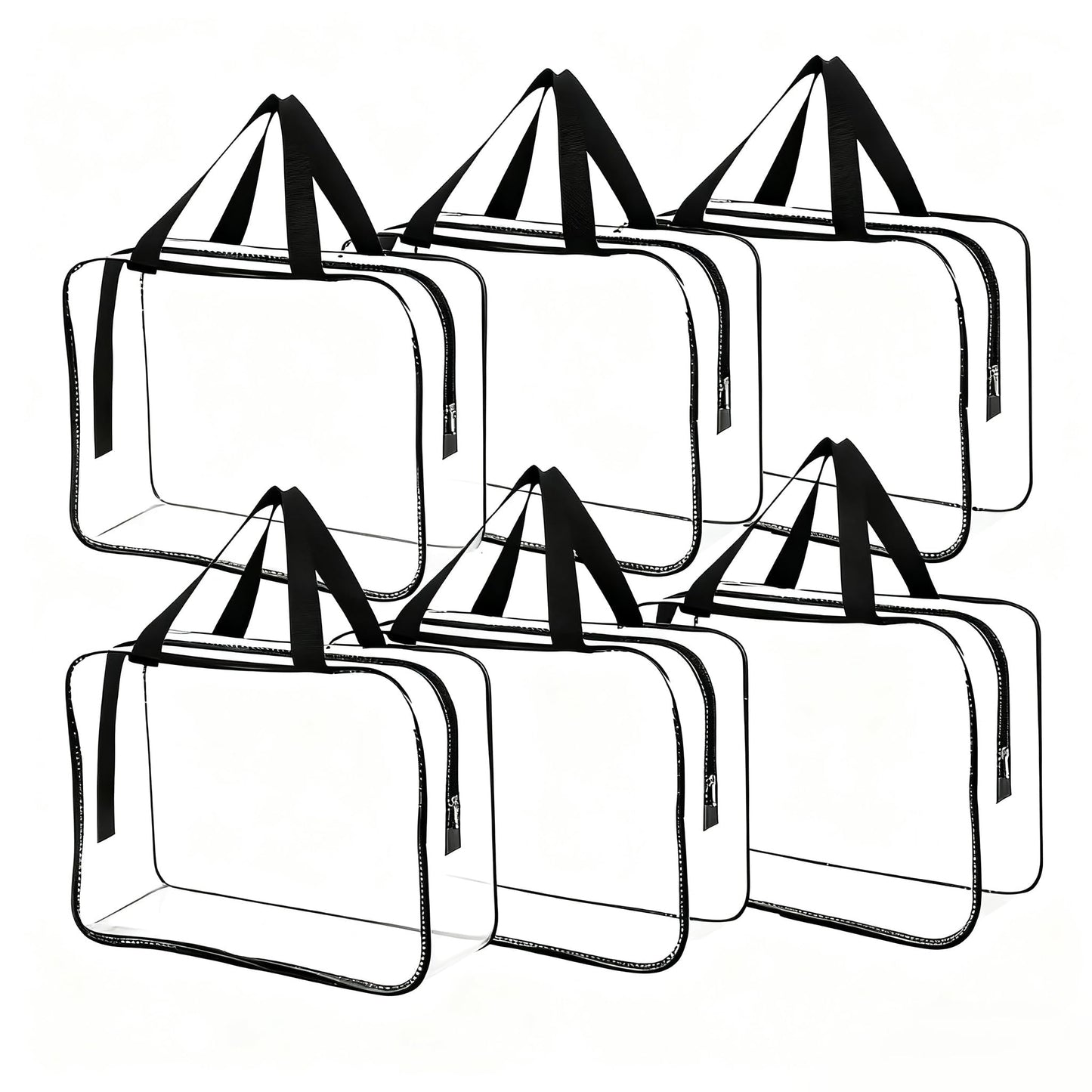 Dismok 6 Pcs Storage Bags with Zipper - Large Board Game Storage with Labels, Clear & Waterproof Toy Organizer for Building Blocks, Puzzles (Black)