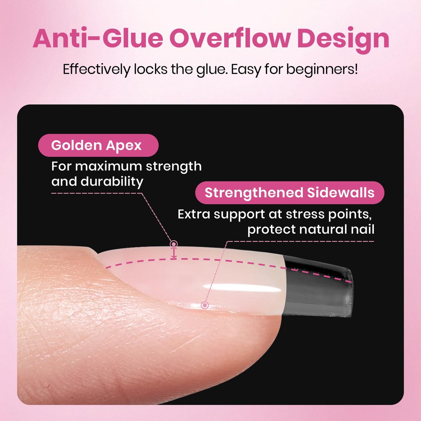 Beetles Gel Nail Tips Flat-X - Coffin Short, 320pcs 16 Sizes, Pre-Etched Half Matte Full Cover Soft Acrylic Press on False Nail Extension Tips Easy DIY Salon Art for Flat & Natural Nail Beds