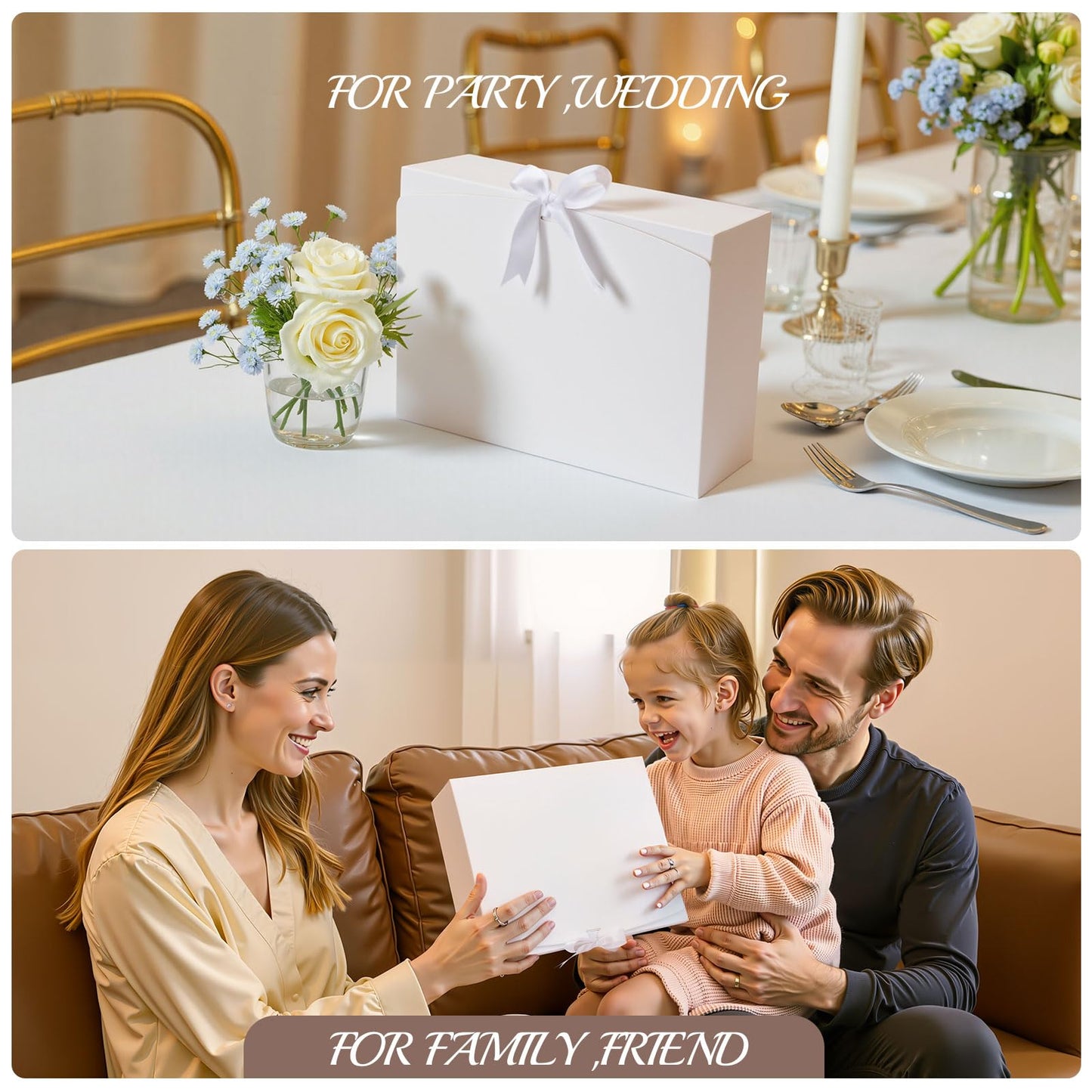 Korpai Gift Boxes 10 Pack 12x10x4 White Bridesmaid Proposal Box, Gift Boxes With Lids For Presents,Bridesmaid Boxes,For Graduation Party, Mother's Day,Weddings,Holiday