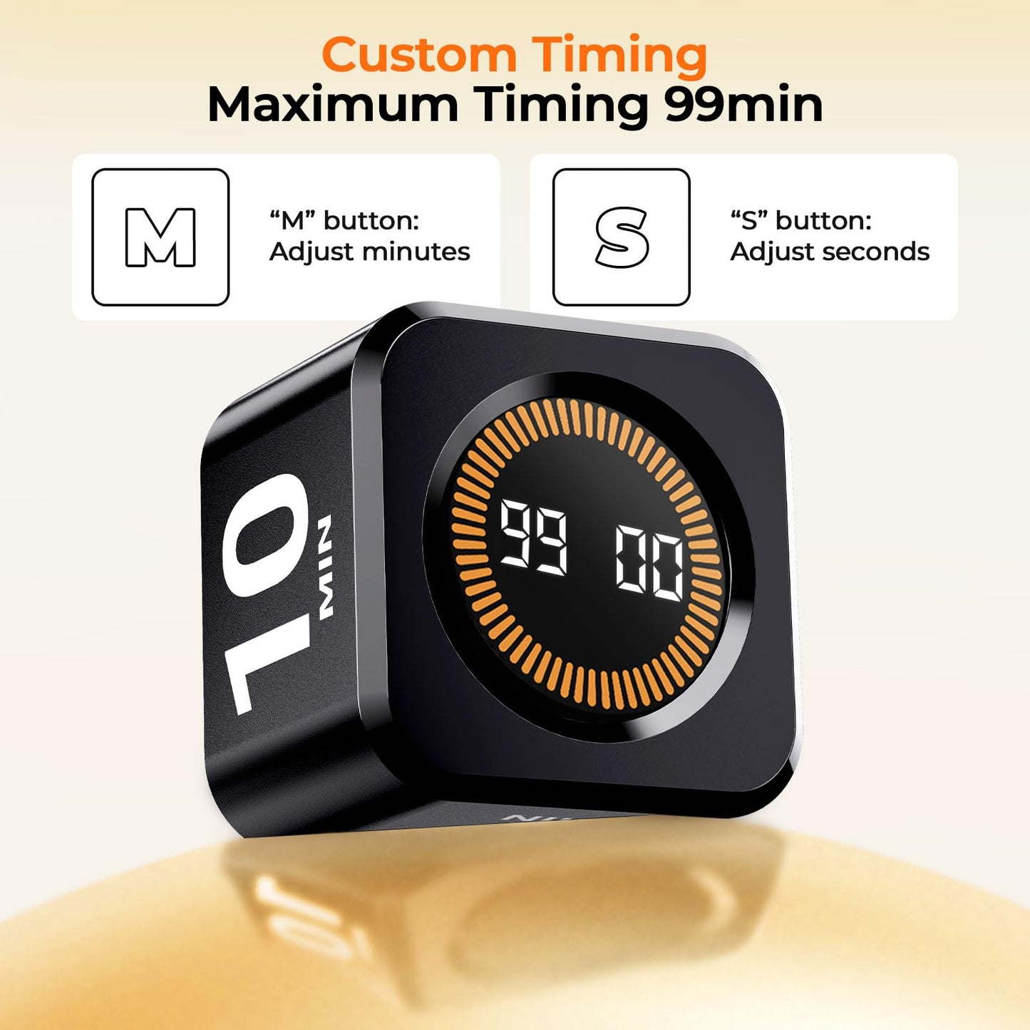 EooCoo Pomodoro Timer Cube, Cool Stuff Gadgets, Visual Timer with Gravity, Countdown 5/10/25/50 Min, Rechargeable Productivity Tool for Office, Classroom, Kitchen, Gym, Yoga, College School Supplies