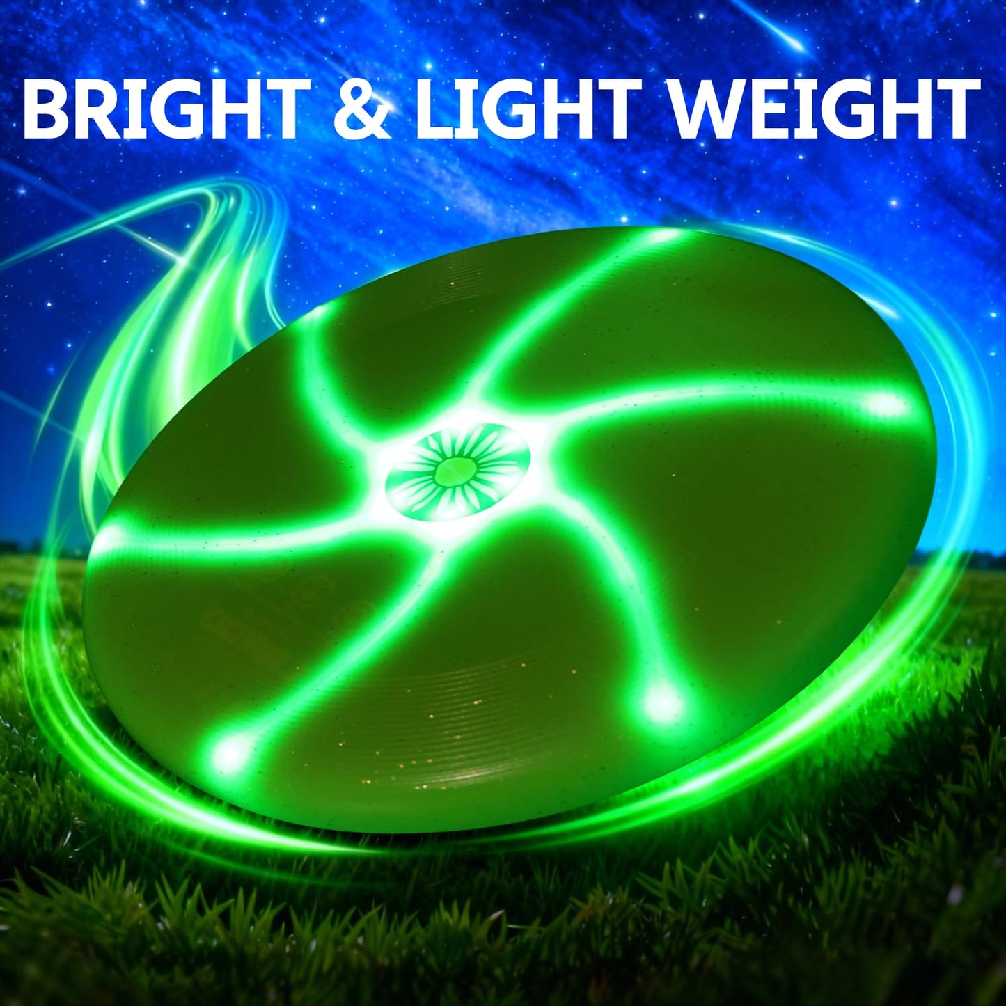 LaRoo Light up Flying Discs, Lighting Mode, Rechargeable Glow in The Dark Flying Ring, 10 in Lightweight, Suitable for Beginners Outdoor Beach Park Backyard Games - Teens Boys Adults Sports Training