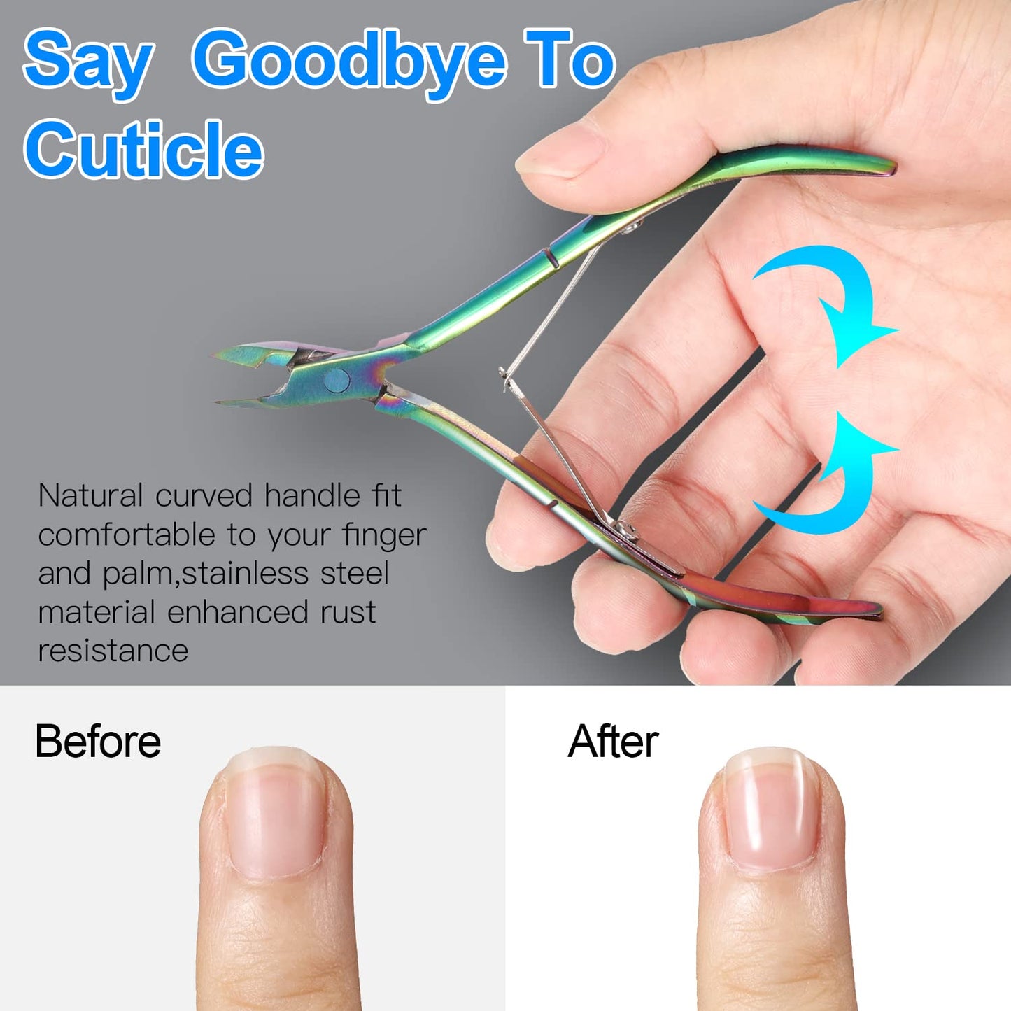 8 Pieces Cuticle Trimmer Stainless Steel Cuticle Nippers Pointed Blade Dead Skin Cutter Clipper Remover Scissors Manicure Tools for Fingernails and Toenails(Vivid Color)