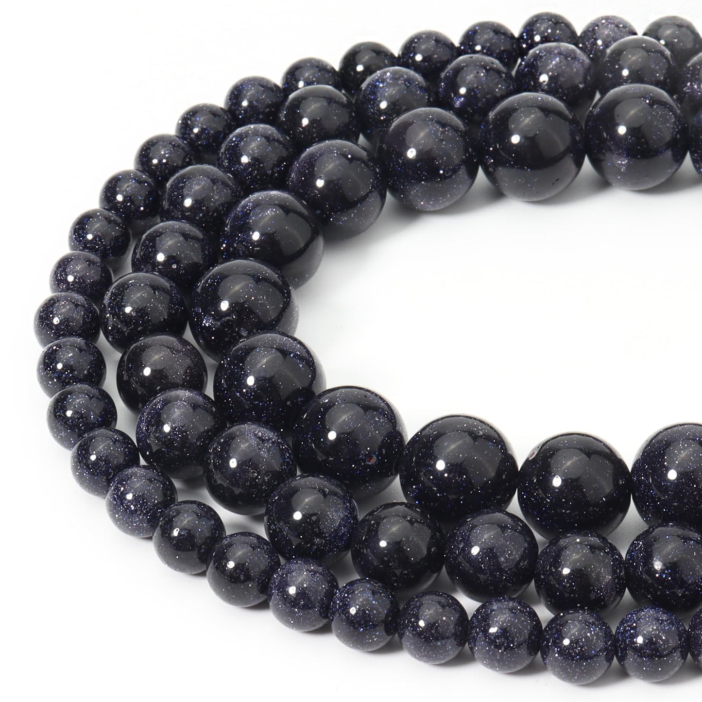 Siomia 60pcs 6mm Natural Blue Sandstone Gemstone Beads Energy Healing Crystal Round Loose Stone Beads for Jewelry Making, DIY Bracelets Necklaces
