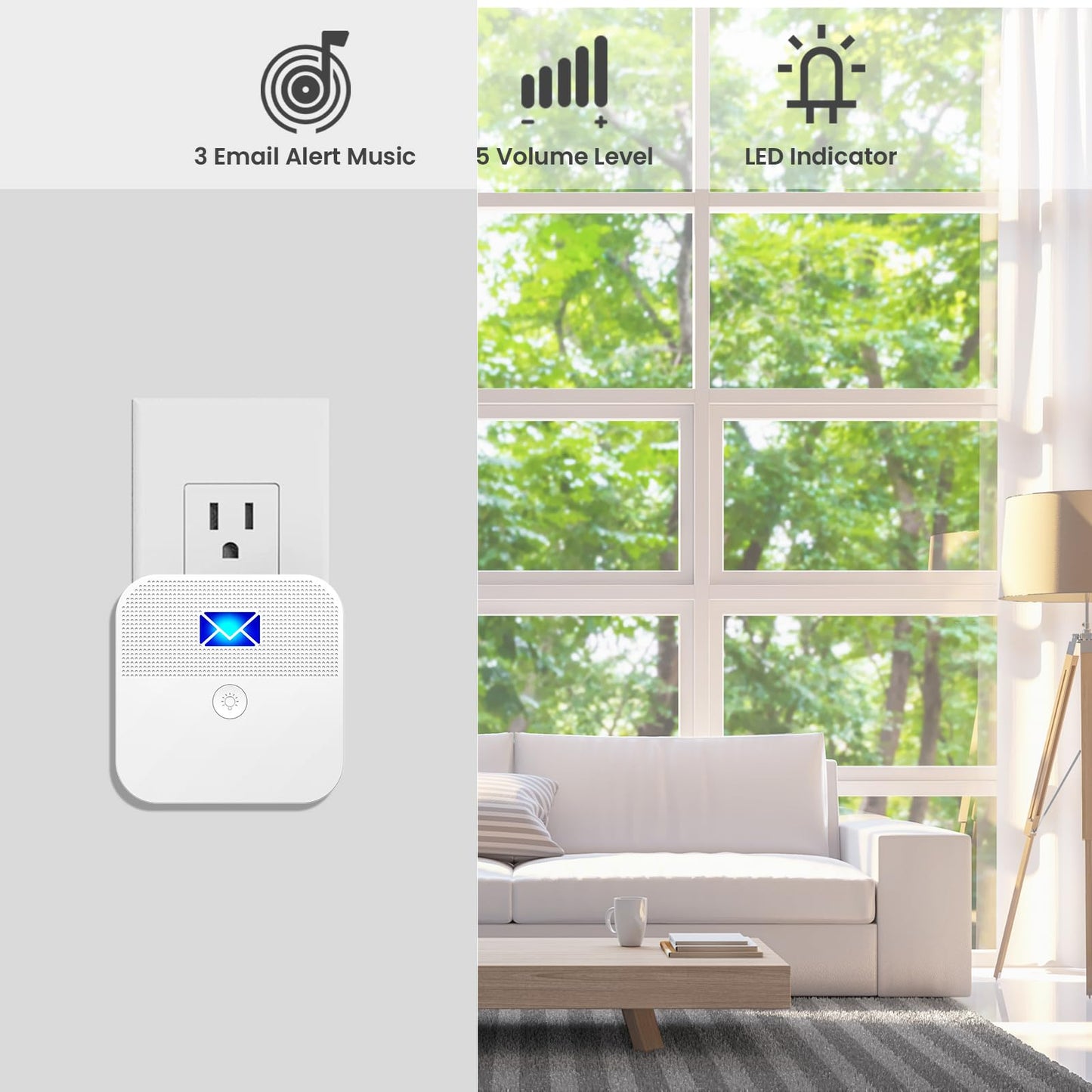 Mailbox Alarm, Wireless Long Range Mailbox Alert, Mailbox Chime Notification System 600 ft Long Range LED Light Flashing and Sound Reminderser Station for Delivered Mail