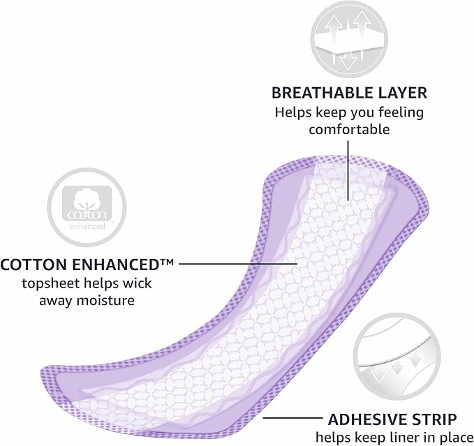 Amazon Basics Daily Pantiliner, Long Length, Pads for Women, Unscented, 40 Count (Previously Solimo)