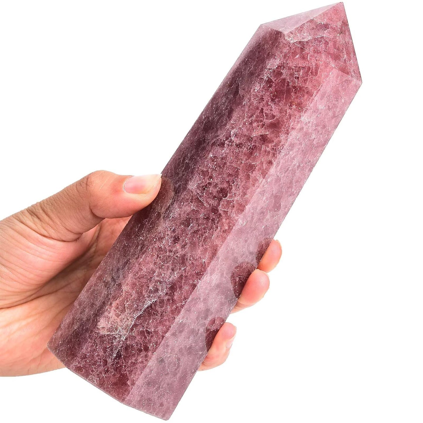 Natural Strawberry Stone Tower Obelisk Red Healing Crystal Rock Point Wand Large Reiki Healing Gifts 1.7-2.2 LBS