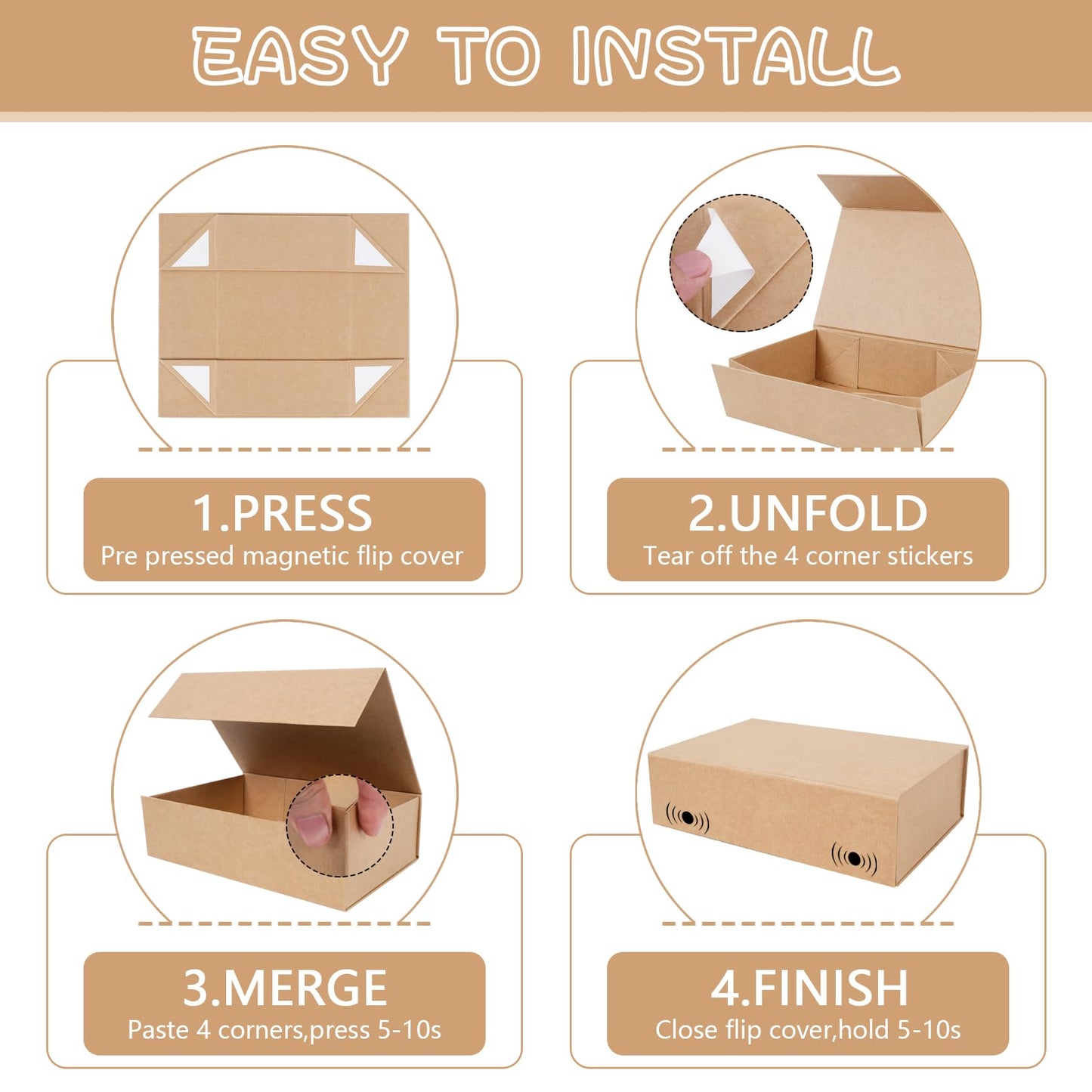 RayofSun Brown Gift Boxes with Magnetic Lids for Presents,13.7x9x4.3 inch Large Rectangle Collapsible Decorative Boxes, Bridesmaid Groomsman Proposal Box for Wedding,Christmas,Birthday(1PC)