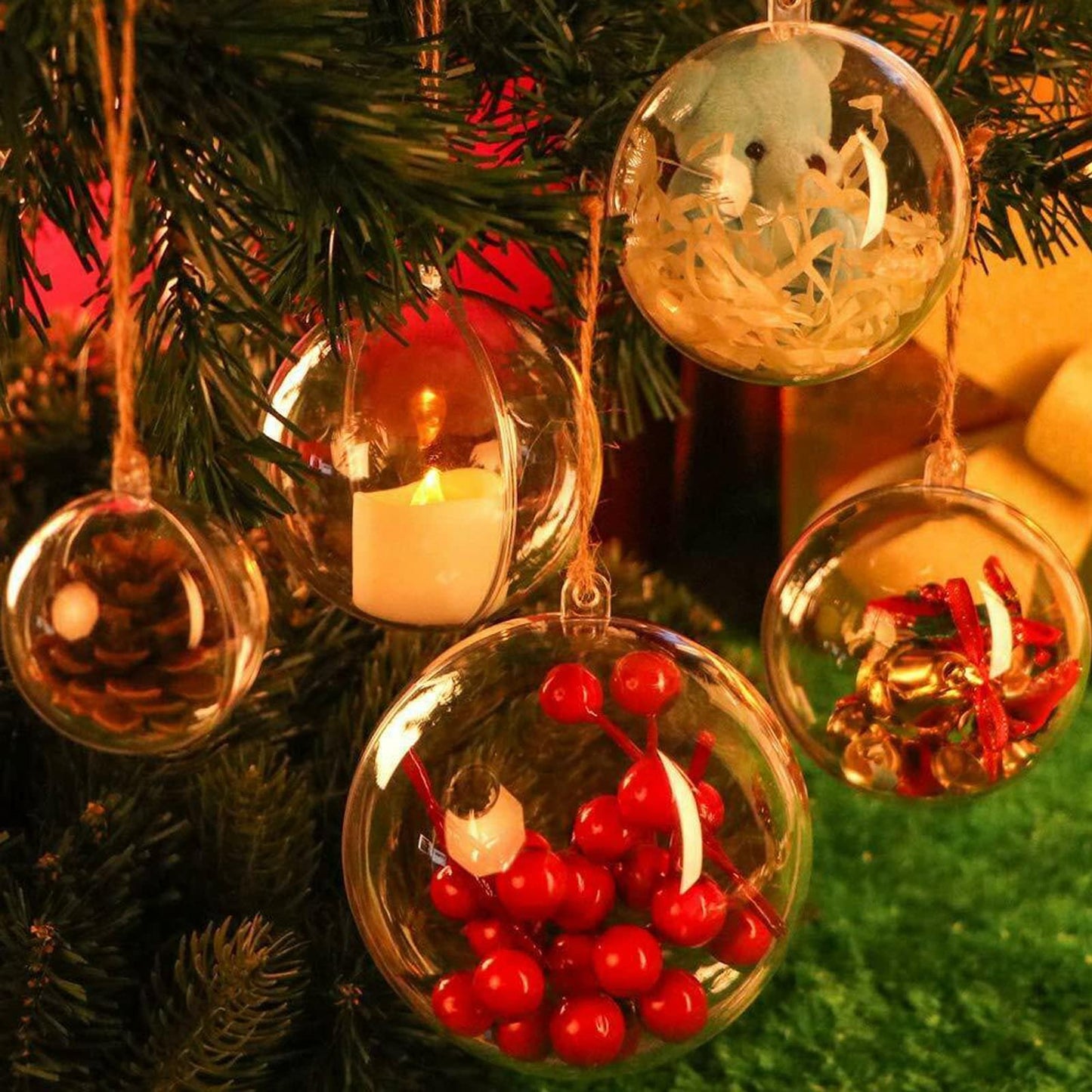 LYLYFAN 20 Pack Clear Plastic Fillable Ornament Ball 3.15''/80mm for Christmas,Holiday, Wedding,Party,Home Decor