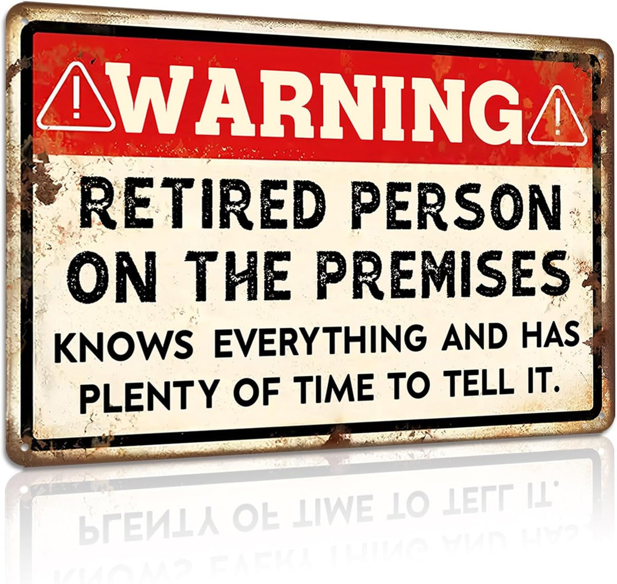 Retirement Signs - Funny Retirement Gifts for Men Vintage Warning Retired Person On Premises Metal Tin Sign for Happy Retirement Party Door Decor Retired Yard Gifts for Women 8x12 Inch