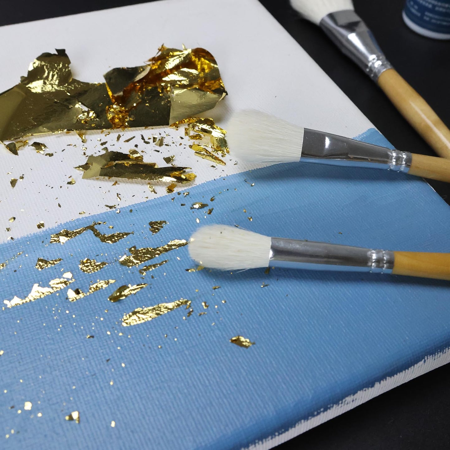 GACDR Gilding Brush Set, 7 Pieces Versatile Goat Hair Blending Mop Brushes for Acrylic Painting Wartercolor Foil Gold Leaf Flakes Sheets