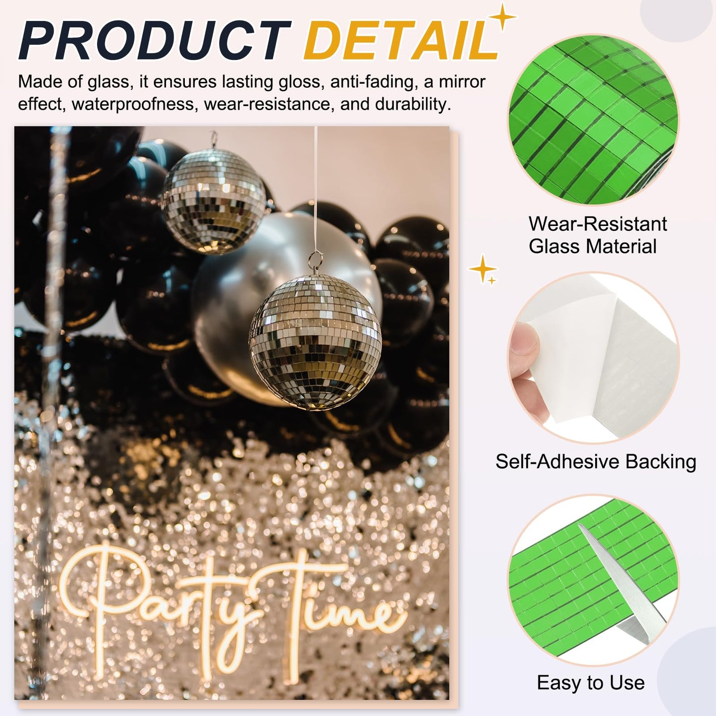 PATIKIL 5x5mm Self Adhesive Mirrors Mosaic Tiles, 3840 Pcs Square Mini Glass Mosaic Disco Tile Sticker for DIY Craft Disco Ball Party Decoration, Green
