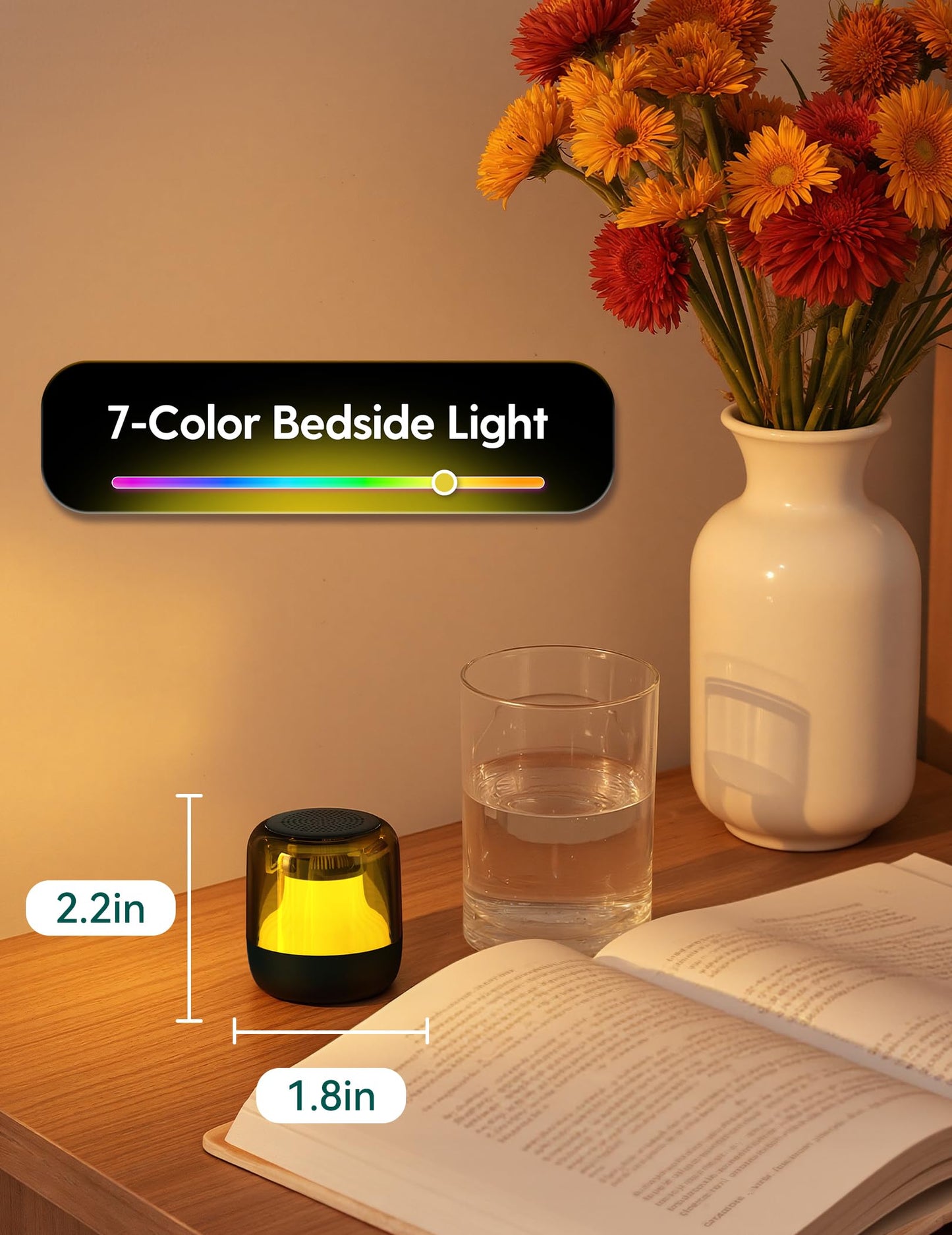 Babelio Pocket Glow White Noise Sound Machine - Upgraded 7 Color Night Lights, 20 Non-Looping Sounds, Timer & Memory Function, Portable for Adults & Babies, Black