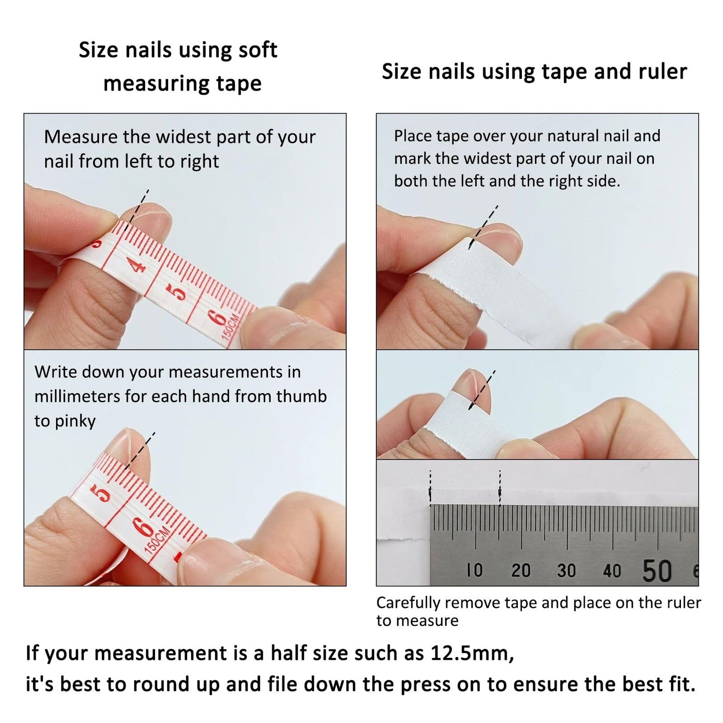 Handmade Press On Nails Soft Gel French Tip Press On Nails, Almond Glue On Nails with Nail Glue, Reusable Stick On Nails 10PCS (MT-103, M)