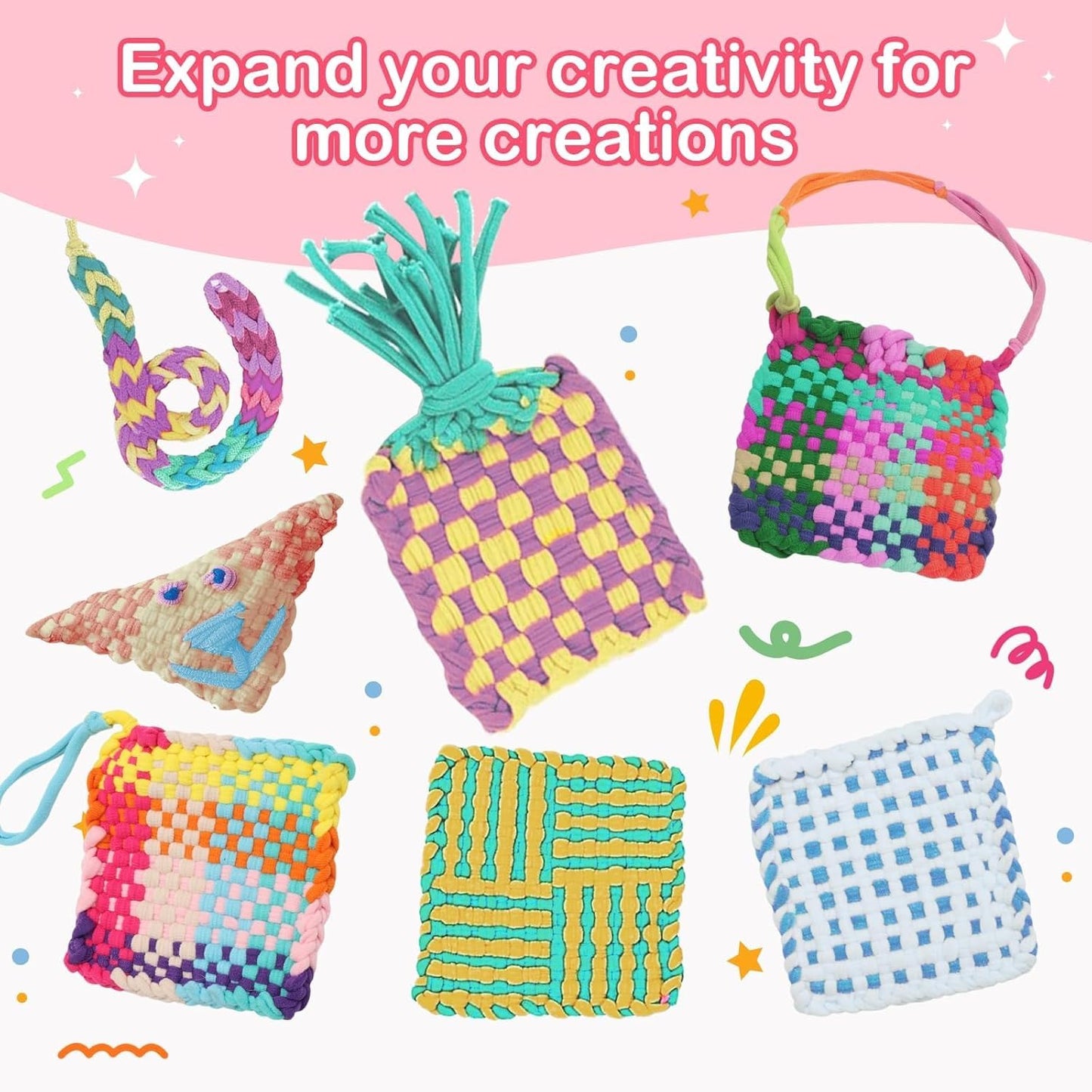 1500 PCS Weaving Loom 15 Color Loop 7 inch Potholder Durable Nylon DIY Craft Project for Rainbow Themed Potholder Weaving Loops Kit Elastic Ideal Gifts for DIY Crafts Supplies