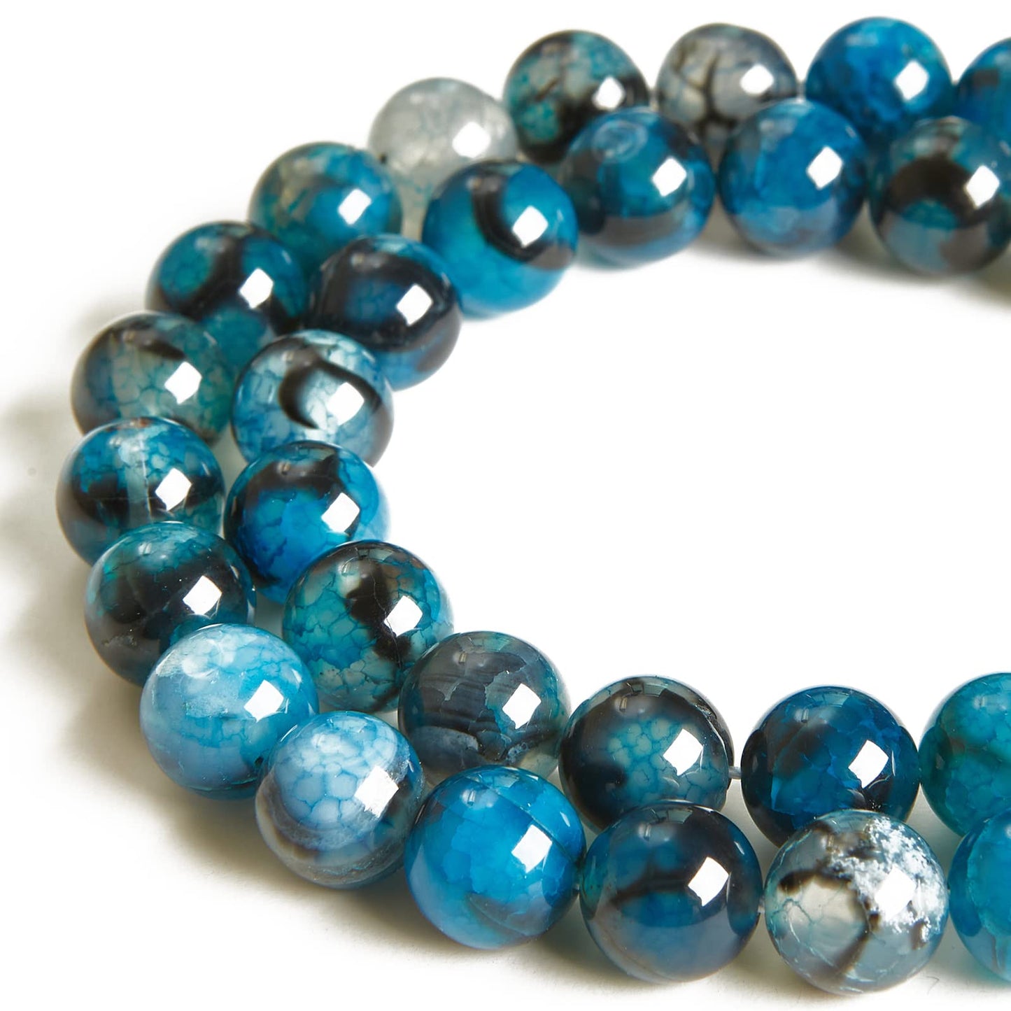 100pcs 6mm Blue Dragon Vein Agate Beads Natural Gemstone Beads Round Loose Beads for Jewelry Making