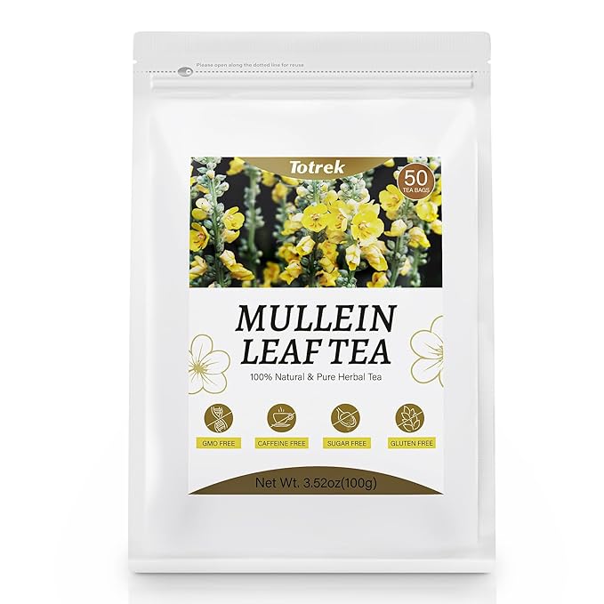 Mullein Leaf Tea Bags, 2g X 50 Bags, Organic Herbal Teas, Pure Mullein Leaves, Mullein Tea, Caffeine Free, Non-GMO, Caffeine-free