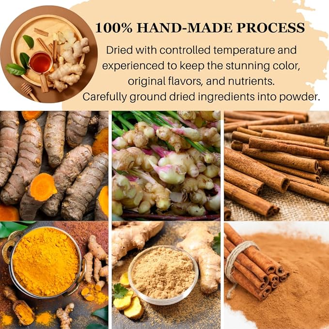 VIDA FARM 100 Turmeric Ginger Cinnamon Tea Bags, Golden Spice Special Blend, 100% Pure and Natural Dried Turmeric Ginger Cinnamon Mix, Non-GMO, No Sugar, No Caffeine, Gluten-Free, Vegan