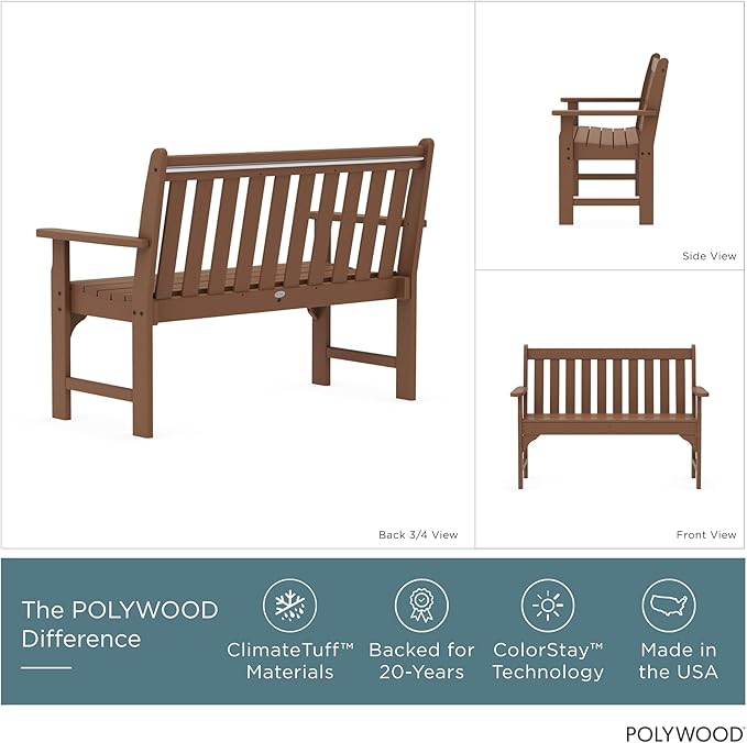 POLYWOOD GNB48TE Vineyard 48" Bench, Teak