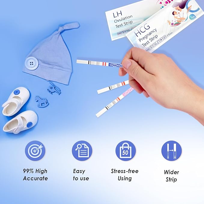 Ovulation and Pregnancy Test Strips Combo: 40 Ovulation Tests&10 Pregnancy Tests,Fertility Tests for Women(40LH+10HCG+50 Collection Cups)
