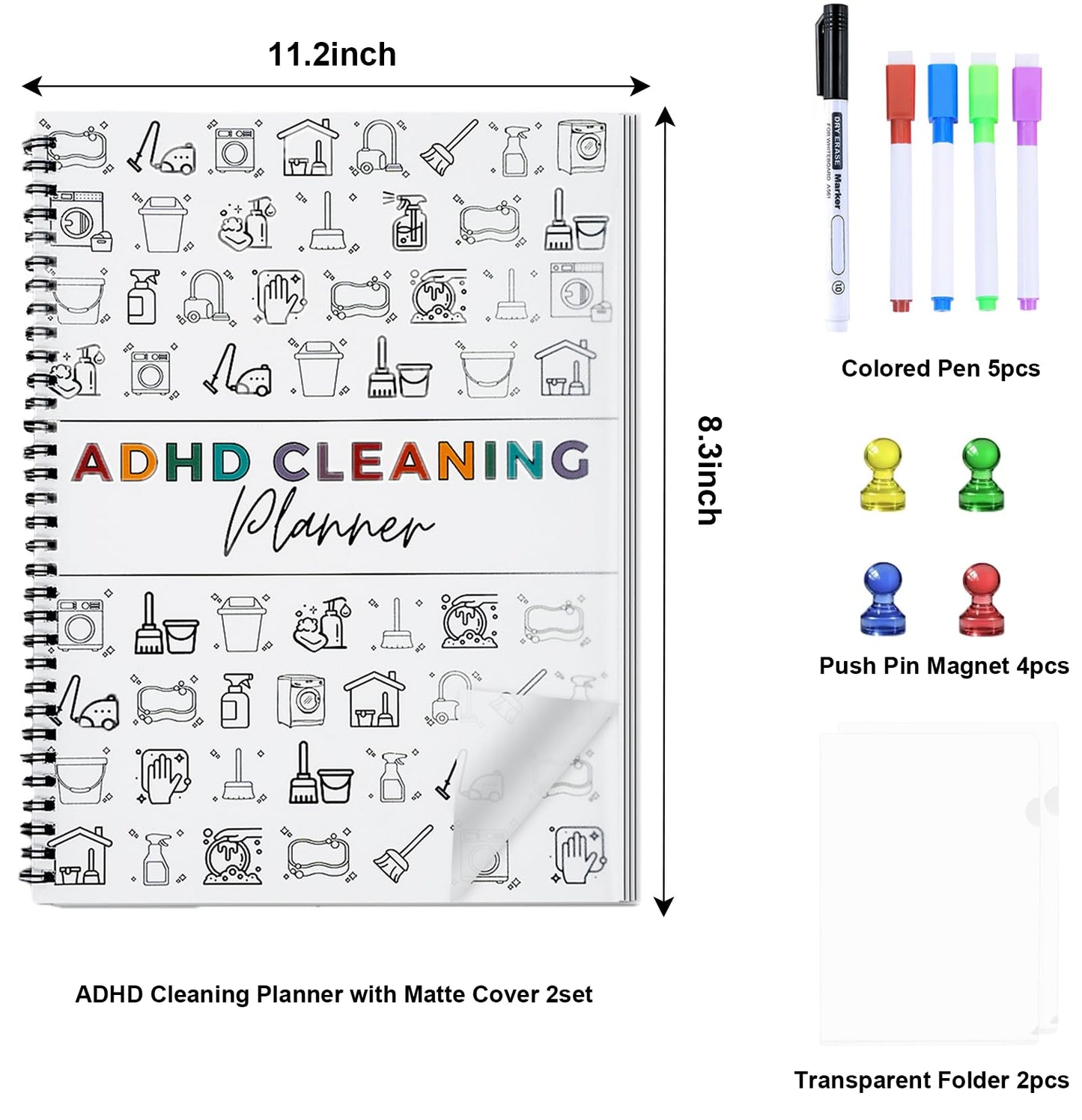 2 Pack Cleaning Planner, Cleaning Schedule and Checklist Organizer, Daily Weekly Monthly Household Cleaning Planner, Chore Chart Notebook for Home, Family Cleaning Tasks, DIY Home Improvement, Editable Template