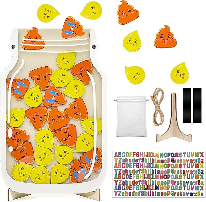 Magnetic Reward Jar for Kids – Poop Reward Jar with Colorful Letter Stickers Behavior, Classroom Incentive Suitable for Teachers Parents Kids Motivational Tool