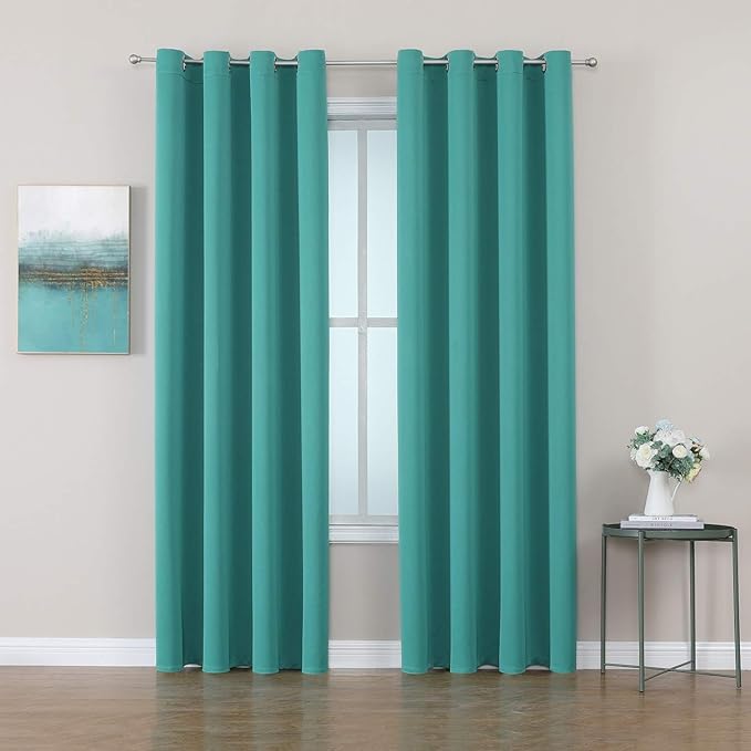 ChrisDowa Grommet Room Darkening Curtains for Bedroom and Living Room - 2 Panels Set Thermal Insulated Blackout Curtains (Teal, 52W x 72L)