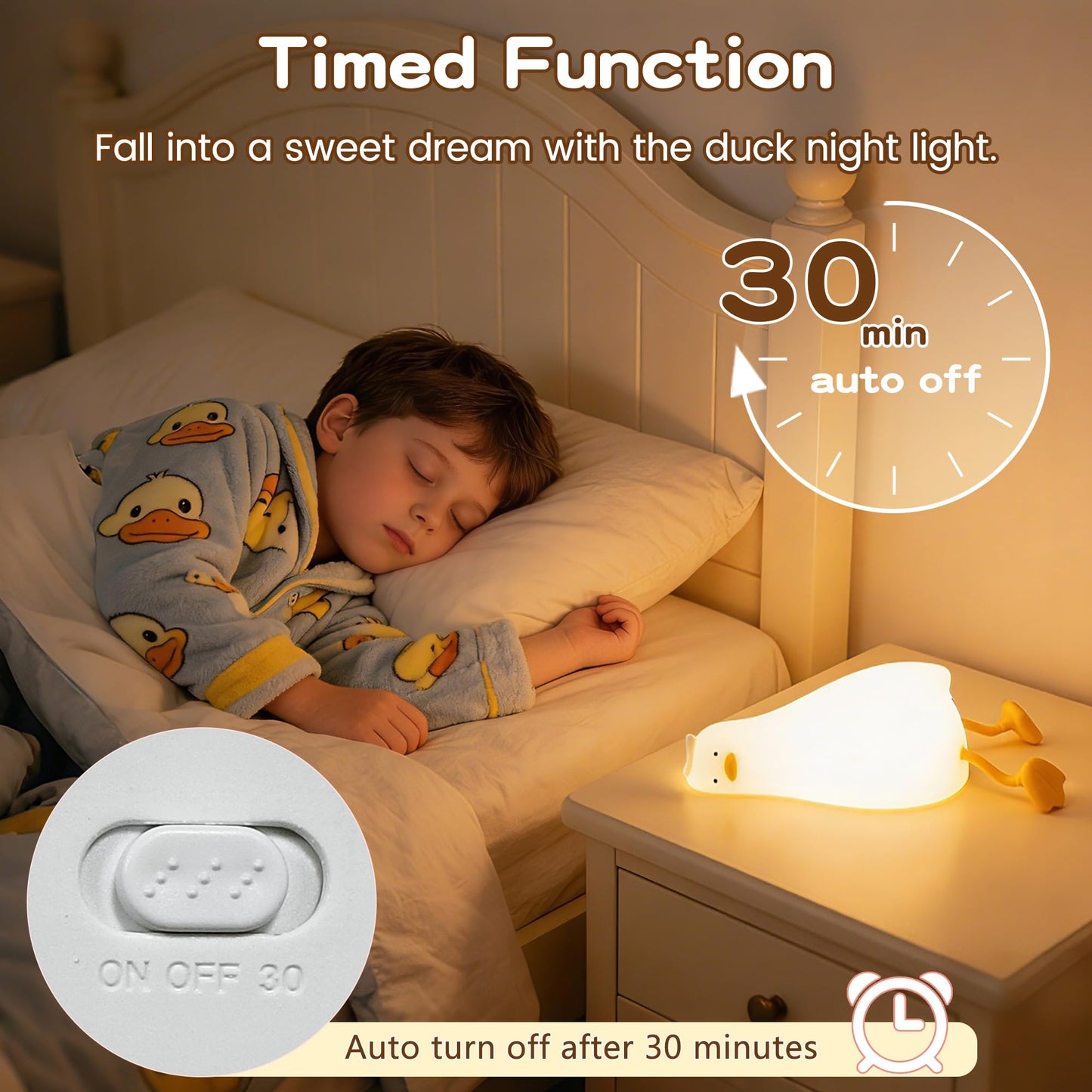 Lying Flat Duck Night Light,Cute White Elephant Gifts,Existential Crisis Duck Lamp,Silicone Squishy Animal Nursery Nightlight, Dimmable/Rechargeable Bedside Touch Lamp, Duck Gifts for Baby Kids Mom